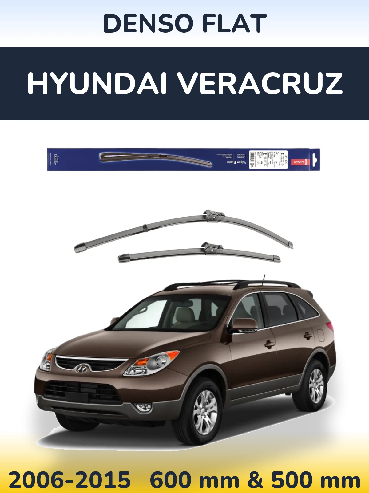 Sada předních stěračů Denso Flat 600 a 500 mm pro Hyundai Veracruz 2006-2015