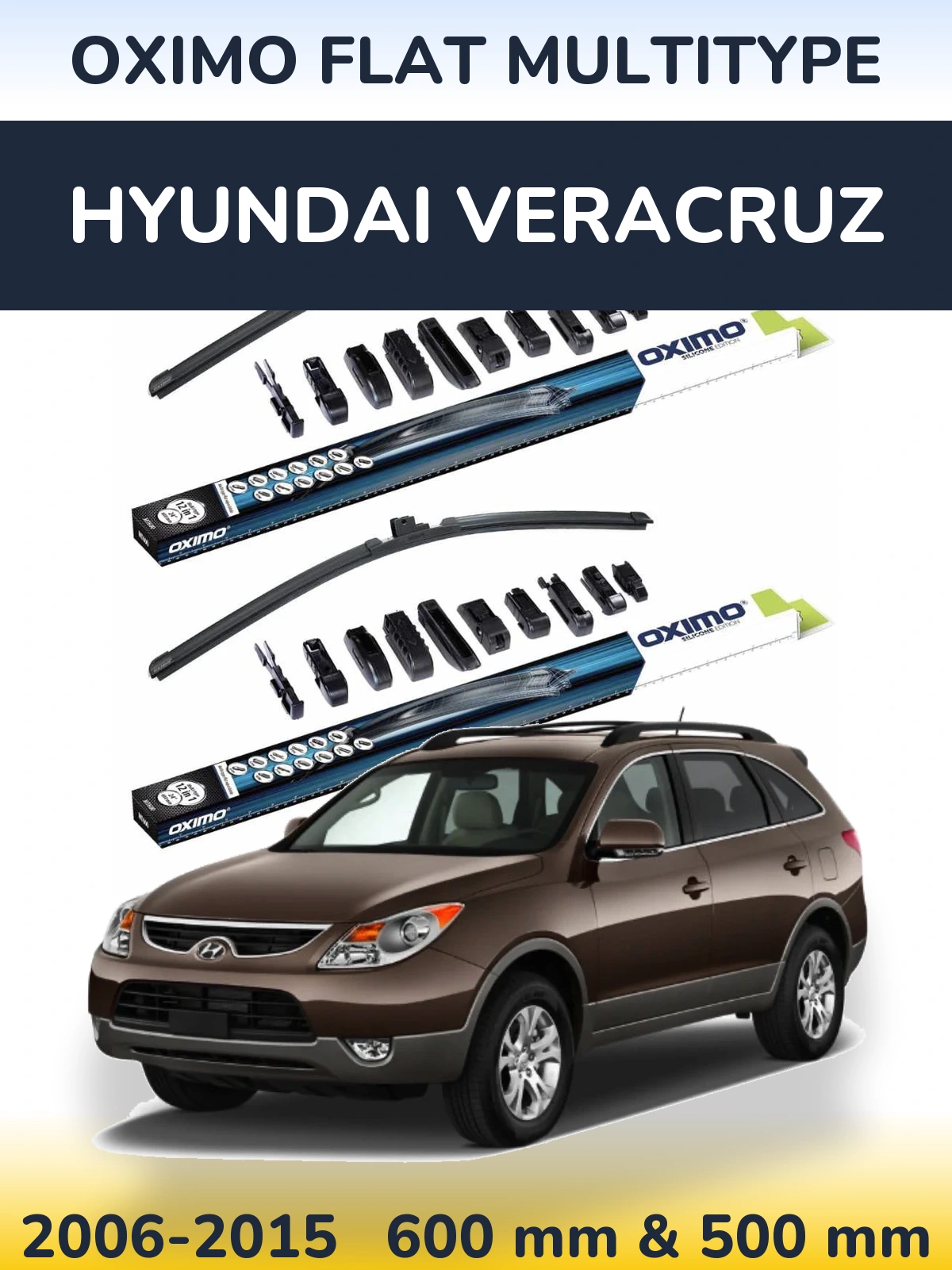 Комплект передніх щіток Oximo Flat MultiТипe 600 & 500 мм для Hyundai Veracruz 2006-2015