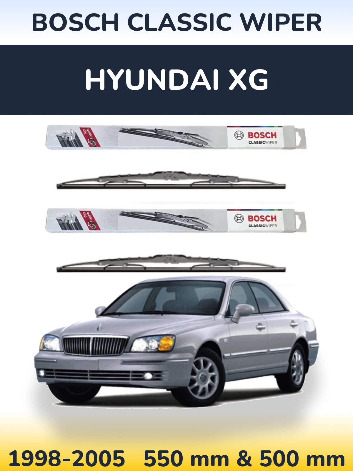 Комплект передніх щіток BOSCH Classic Wiper 550 & 500 мм для Hyundai XG 1998-2005