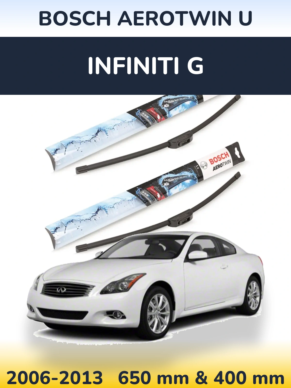 Sada předních stěračů BOSCH AeroTwin U 650 a 400 mm pro Infiniti G 2006-2013