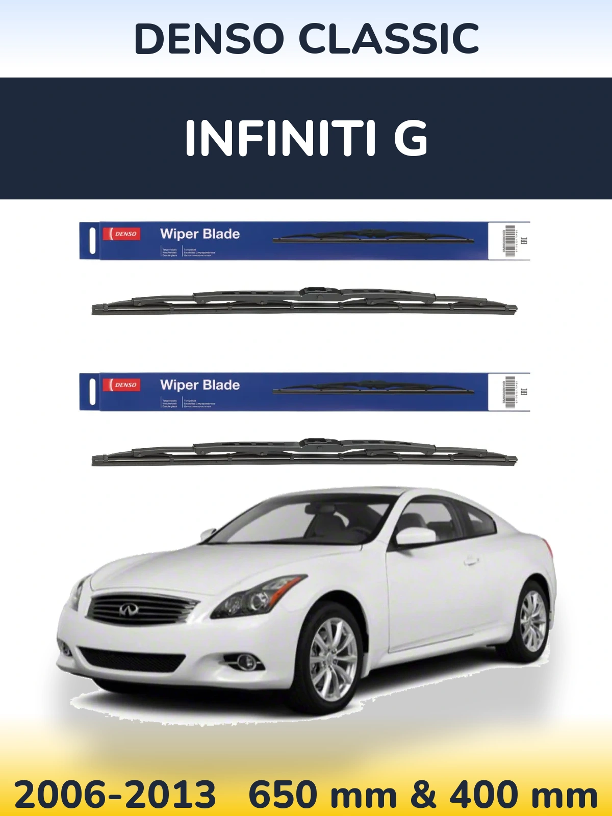 Sada předních stěračů Denso Classic 650 a 400 mm pro Infiniti G 2006-2013