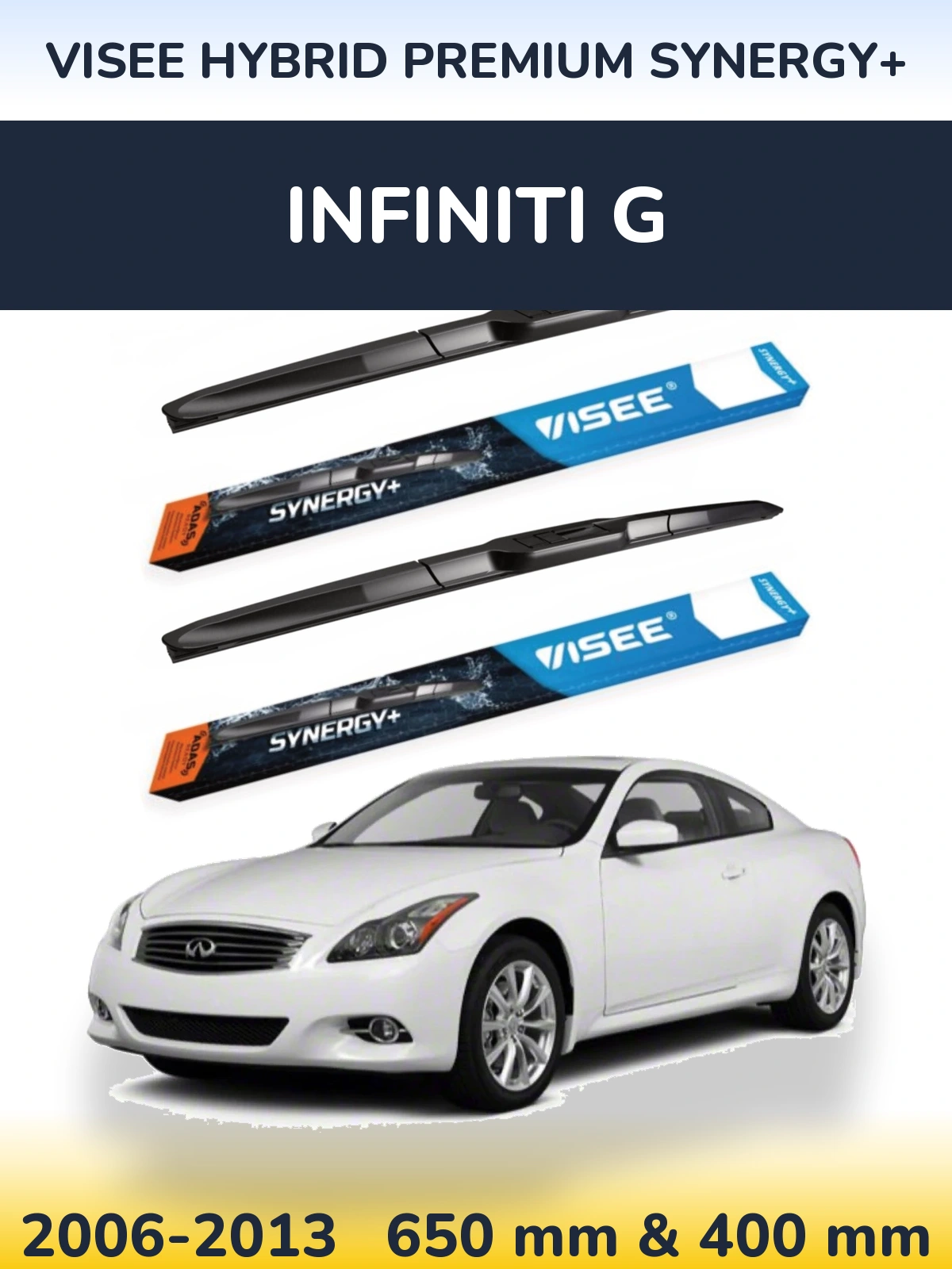 Sada předních stěračů VISEE HYBRID PREMIUM SYNERGY+ 650 a 400 mm pro Infiniti G 2006-2013