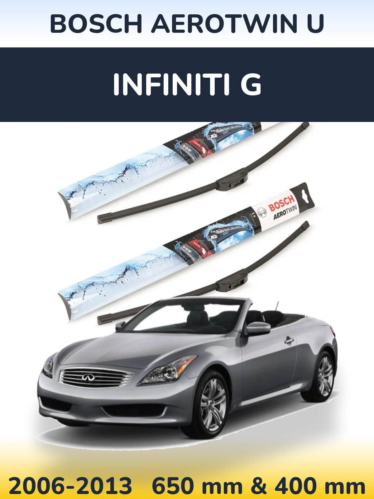 Sada předních stěračů BOSCH AeroTwin U 650 a 400 mm pro Infiniti G 2006-2013