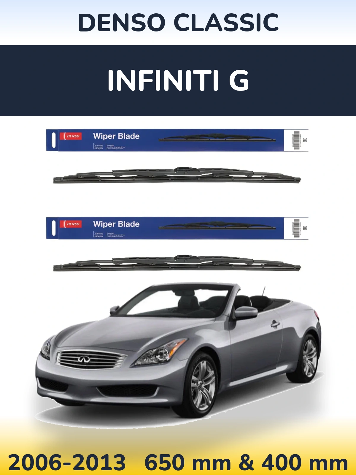 Sada předních stěračů Denso Classic 650 a 400 mm pro Infiniti G 2006-2013