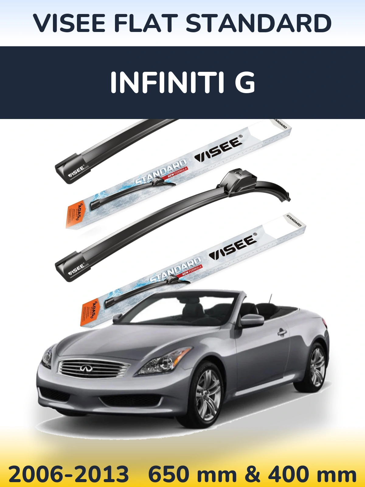 Sada předních stěračů VISEE FLAT STANDARD 650 a 400 mm pro Infiniti G 2006-2013