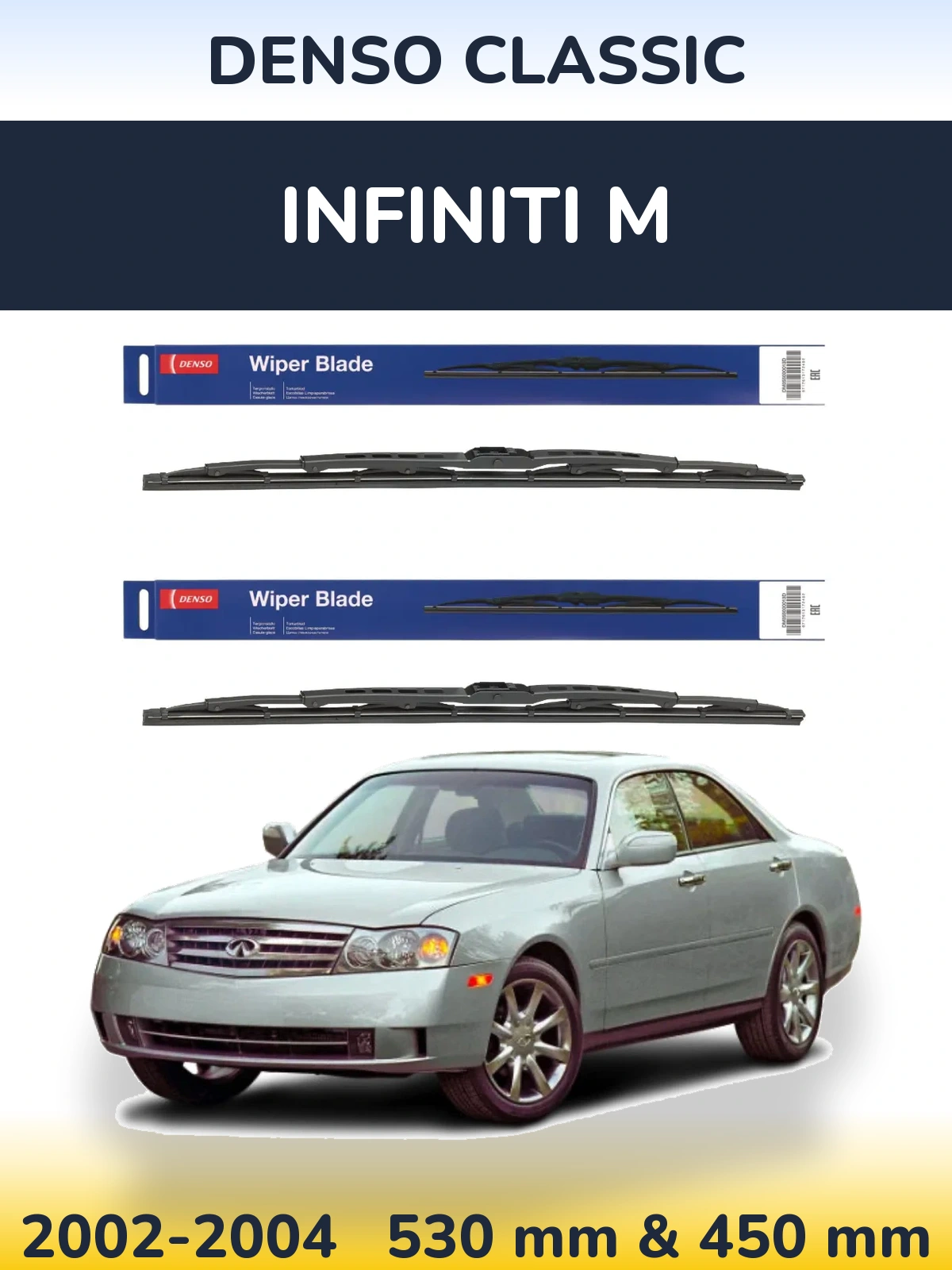 Sada předních stěračů Denso Classic 530 a 450 mm pro Infiniti M 2002-2004