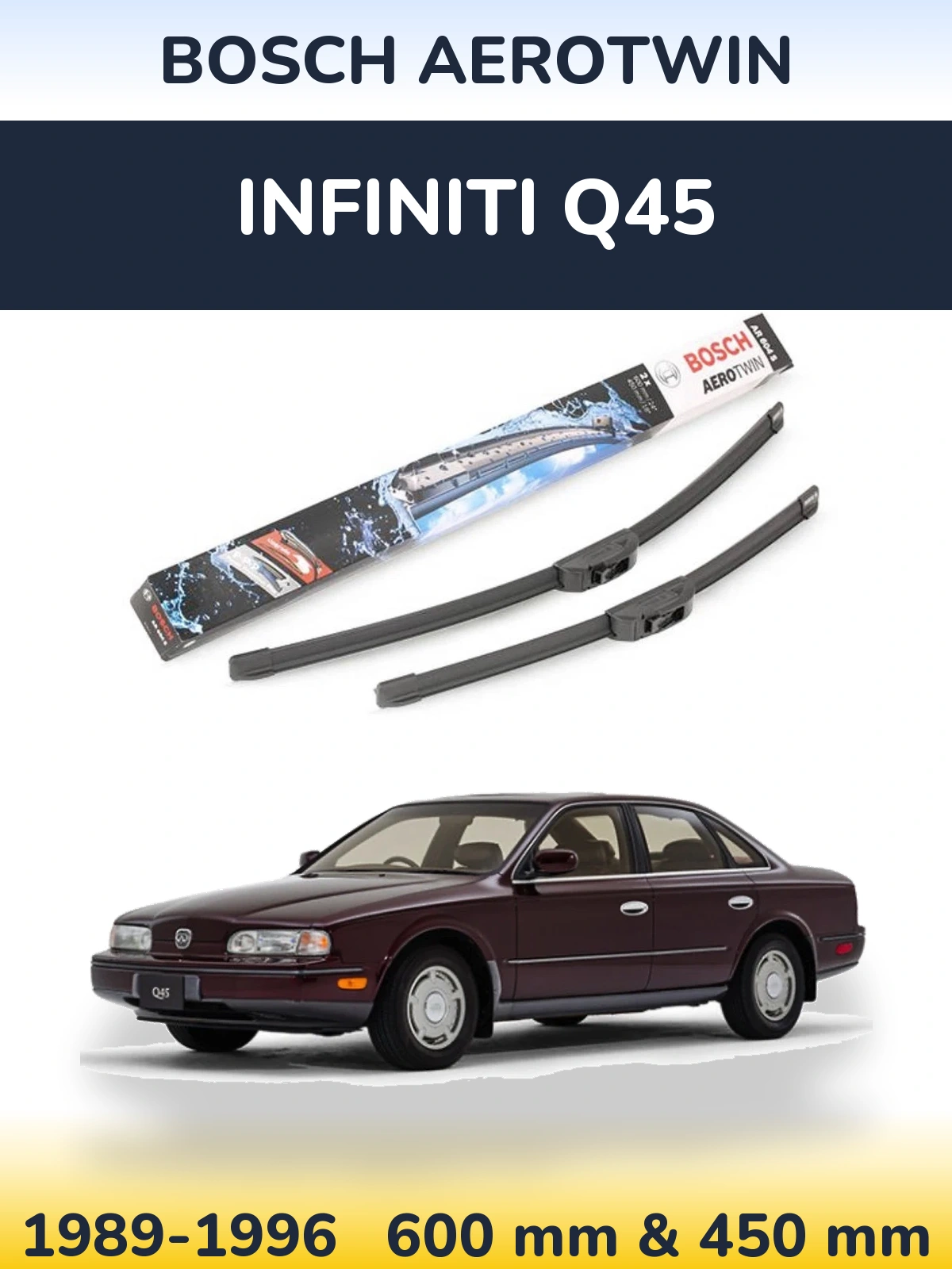 Комплект передніх щіток BOSCH AeroTwin 600 & 450 мм для Infiniti Q45 1989-1996