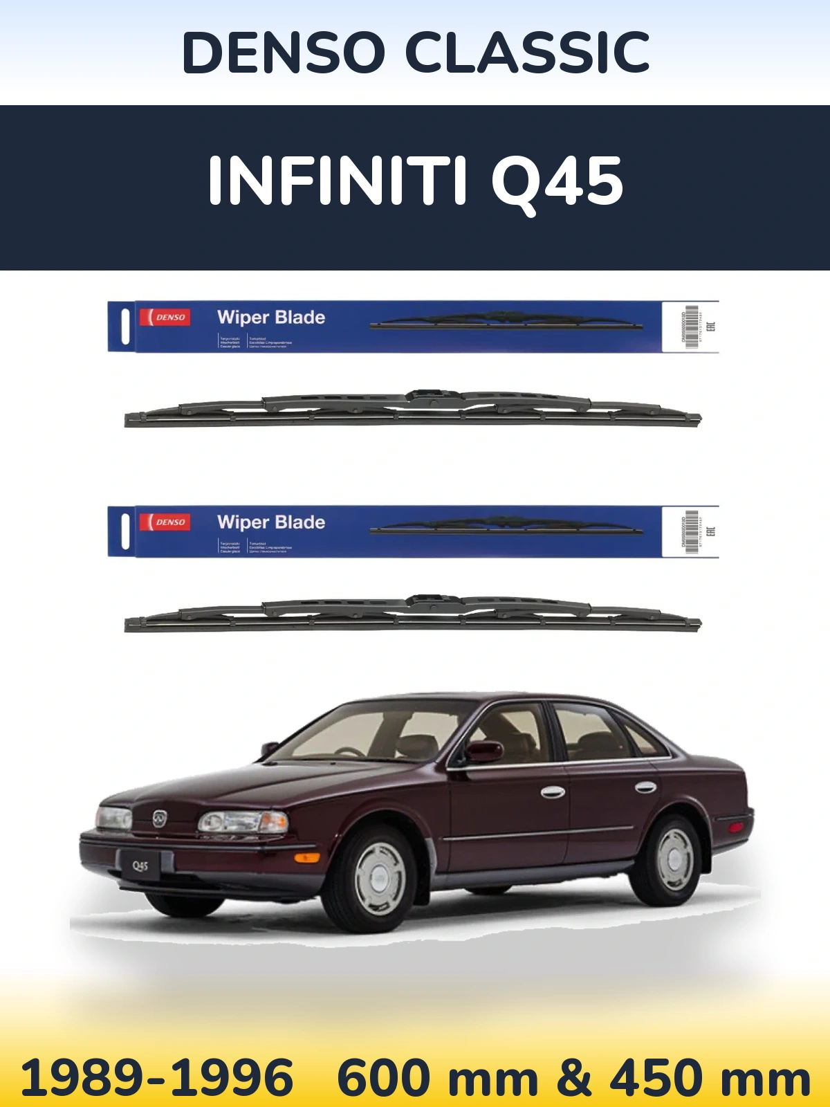 Sada předních stěračů Denso Classic 600 a 450 mm pro Infiniti Q45 1989-1996