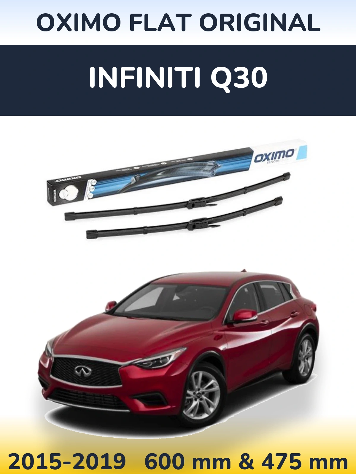 Комплект передніх щіток Oximo Flat Original 600 & 475 мм для Infiniti Q30 2015-2019