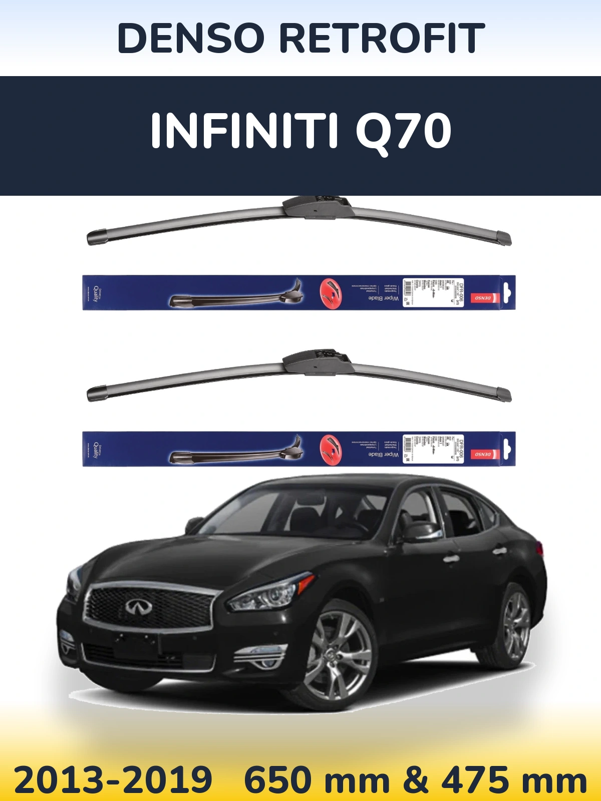 Sada předních stěračů Denso Retrofit 650 a 475 mm pro Infiniti Q70 2013-2019