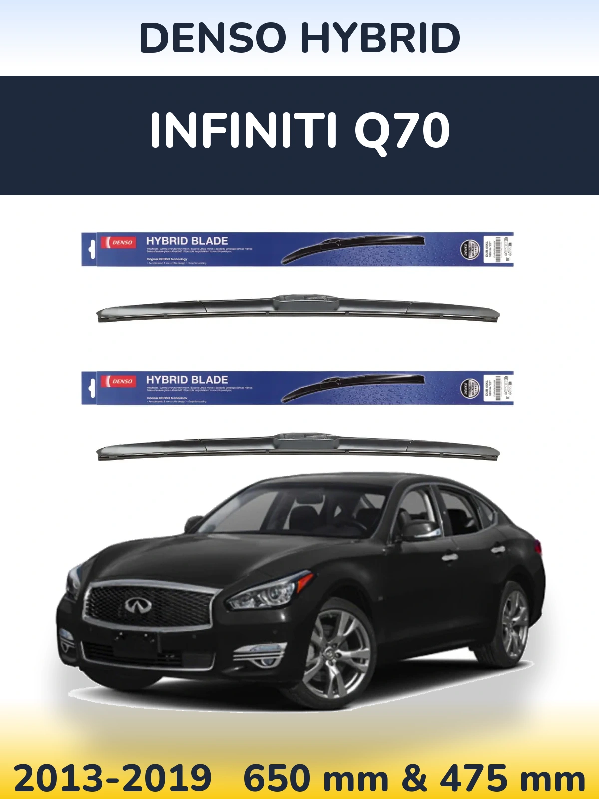 Sada předních stěračů Denso Hybrid 650 a 475 mm pro Infiniti Q70 2013-2019