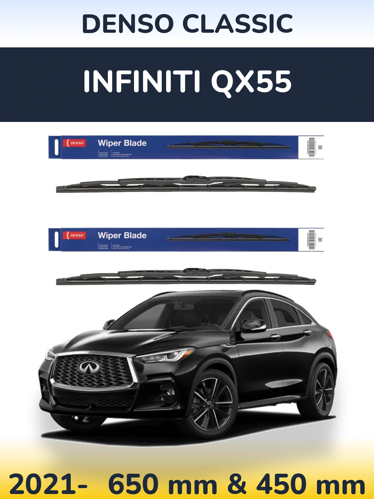 Sada předních stěračů Denso Classic 650 a 450 mm pro Infiniti QX55 2021-2026