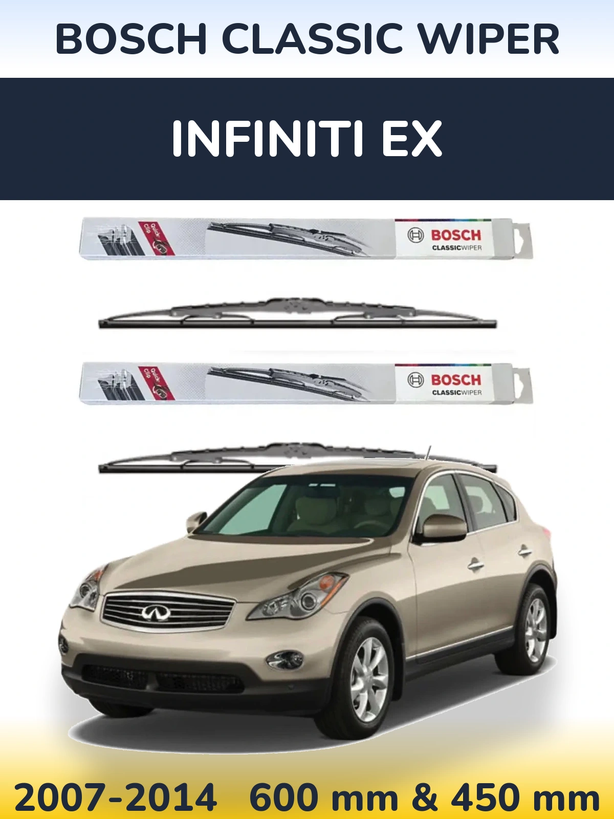 Sada předních stěračů BOSCH Classic Wiper 600 a 450 mm pro Infiniti EX 2007-2014