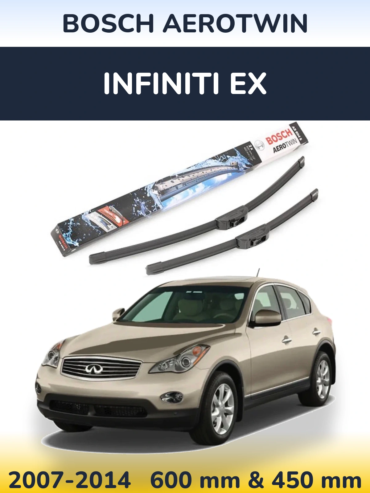Sada předních stěračů BOSCH AeroTwin 600 a 450 mm pro Infiniti EX 2007-2014