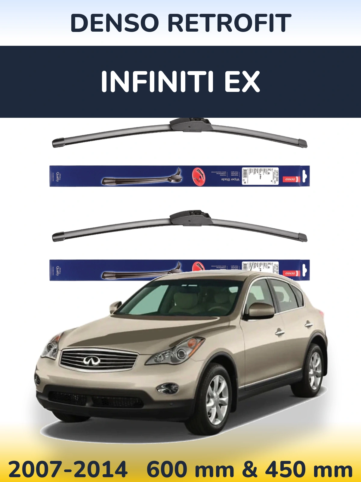 Комплект передніх щіток Denso Retrofit 600 & 450 мм для Infiniti EX 2007-2014