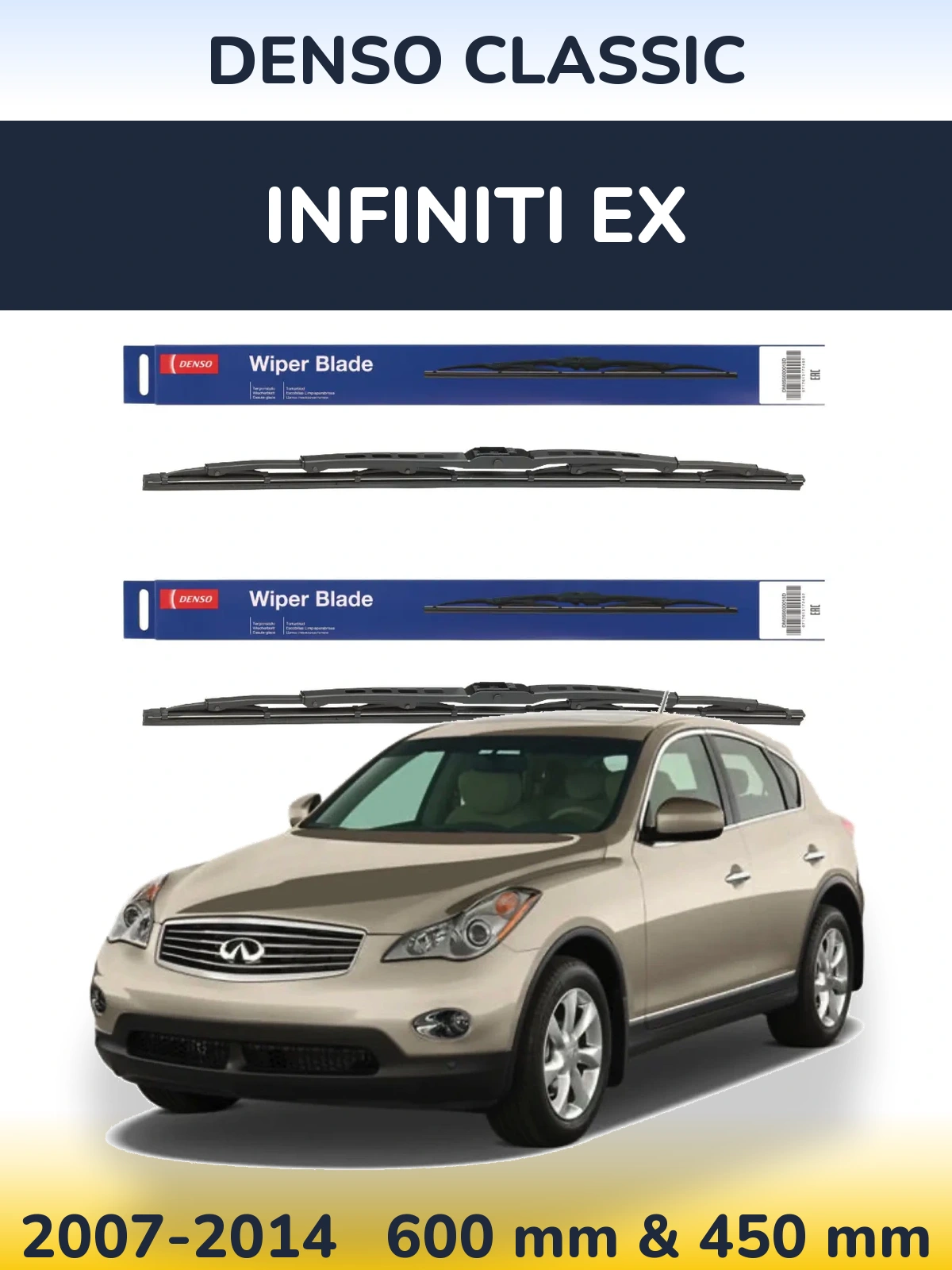 Sada předních stěračů Denso Classic 600 a 450 mm pro Infiniti EX 2007-2014