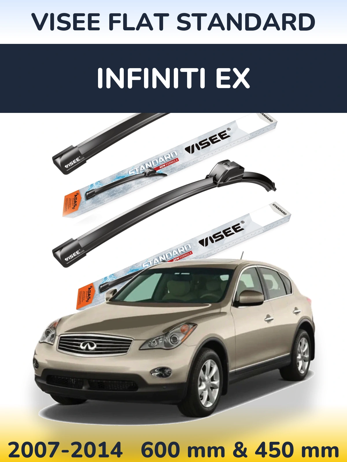 Sada předních stěračů VISEE FLAT STANDARD 600 a 450 mm pro Infiniti EX 2007-2014