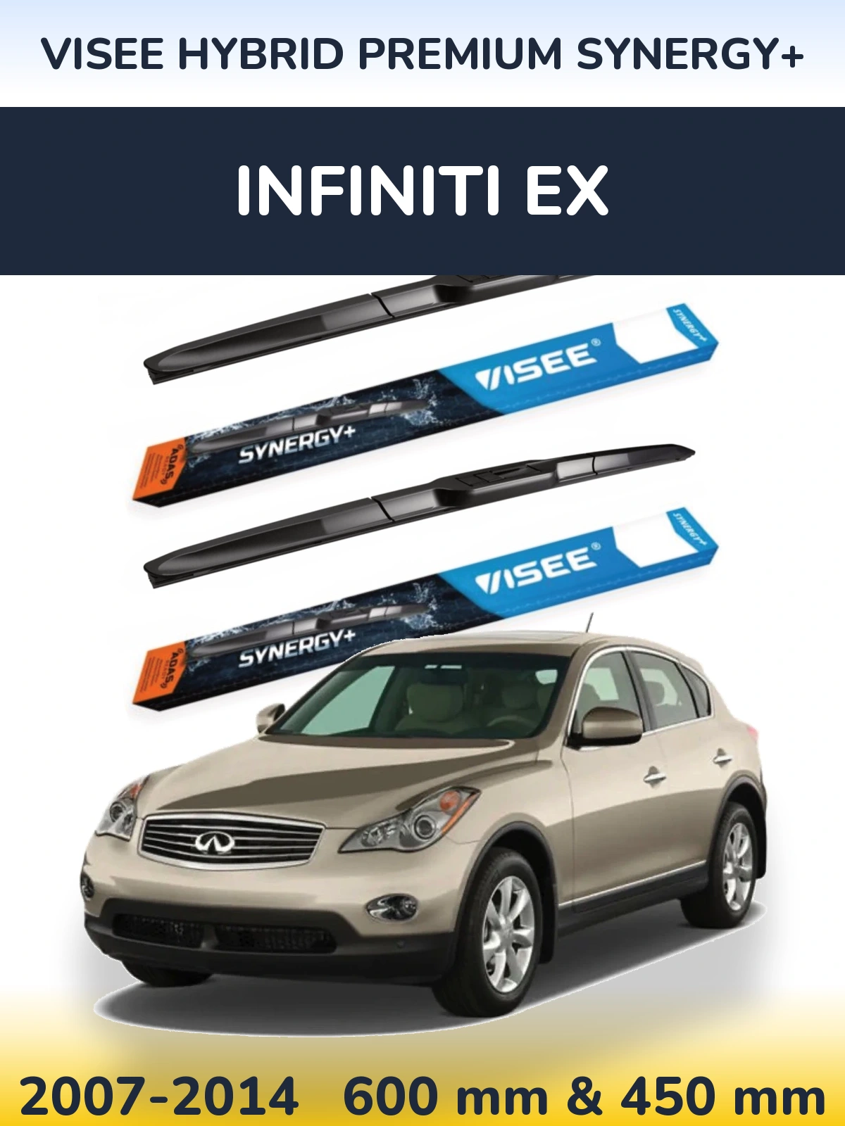 Sada předních stěračů VISEE HYBRID PREMIUM SYNERGY+ 600 a 450 mm pro Infiniti EX 2007-2014