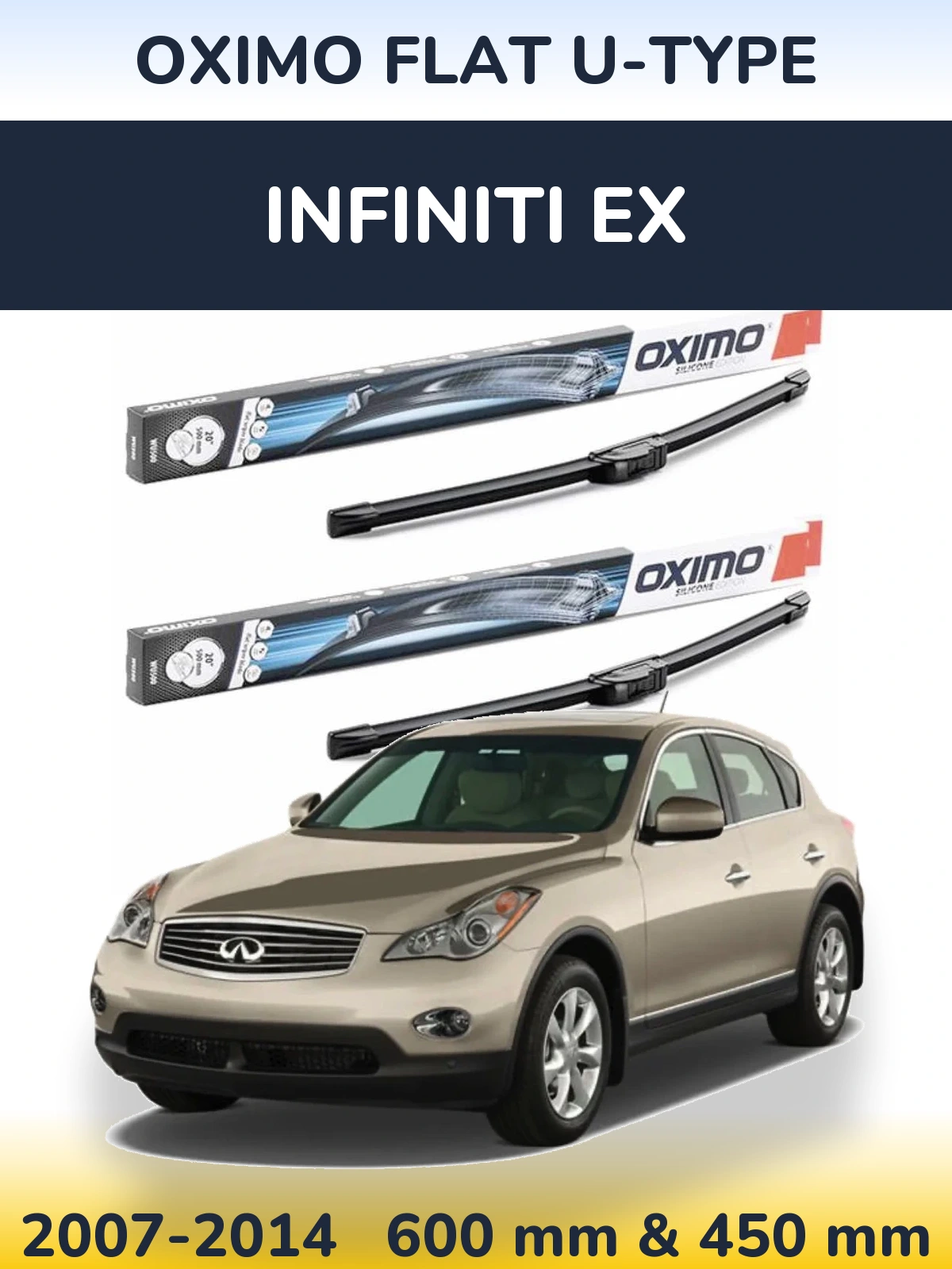 Sada předních stěračů Oximo Flat U-type 600 a 450 mm pro Infiniti EX 2007-2014