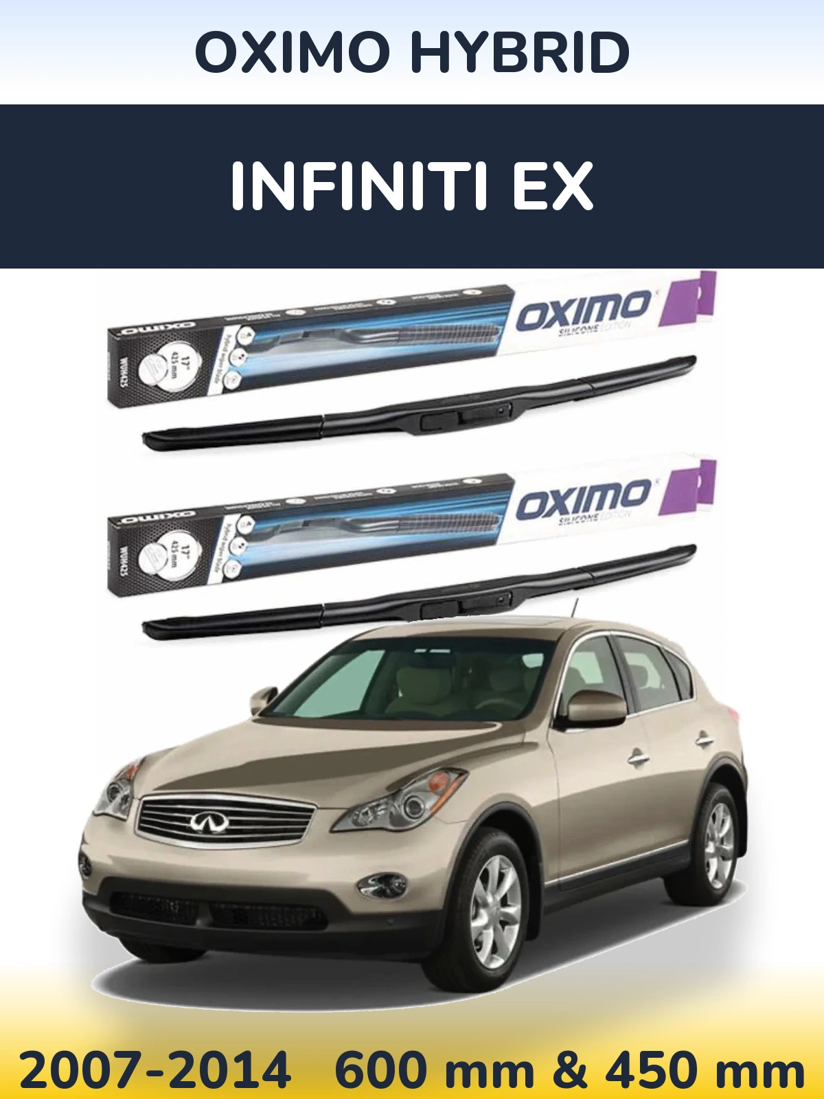 Sada předních stěračů Oximo Hybrid 600 a 450 mm pro Infiniti EX 2007-2014