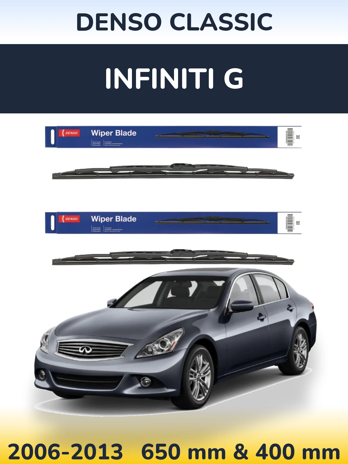 Sada předních stěračů Denso Classic 650 a 400 mm pro Infiniti G 2006-2013
