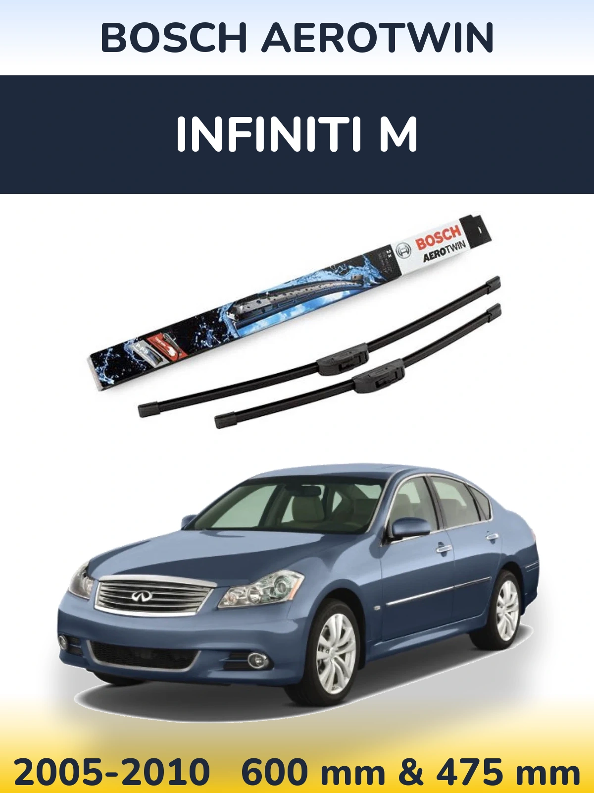Комплект передніх щіток BOSCH AeroTwin 600 & 475 мм для Infiniti M 2005-2010