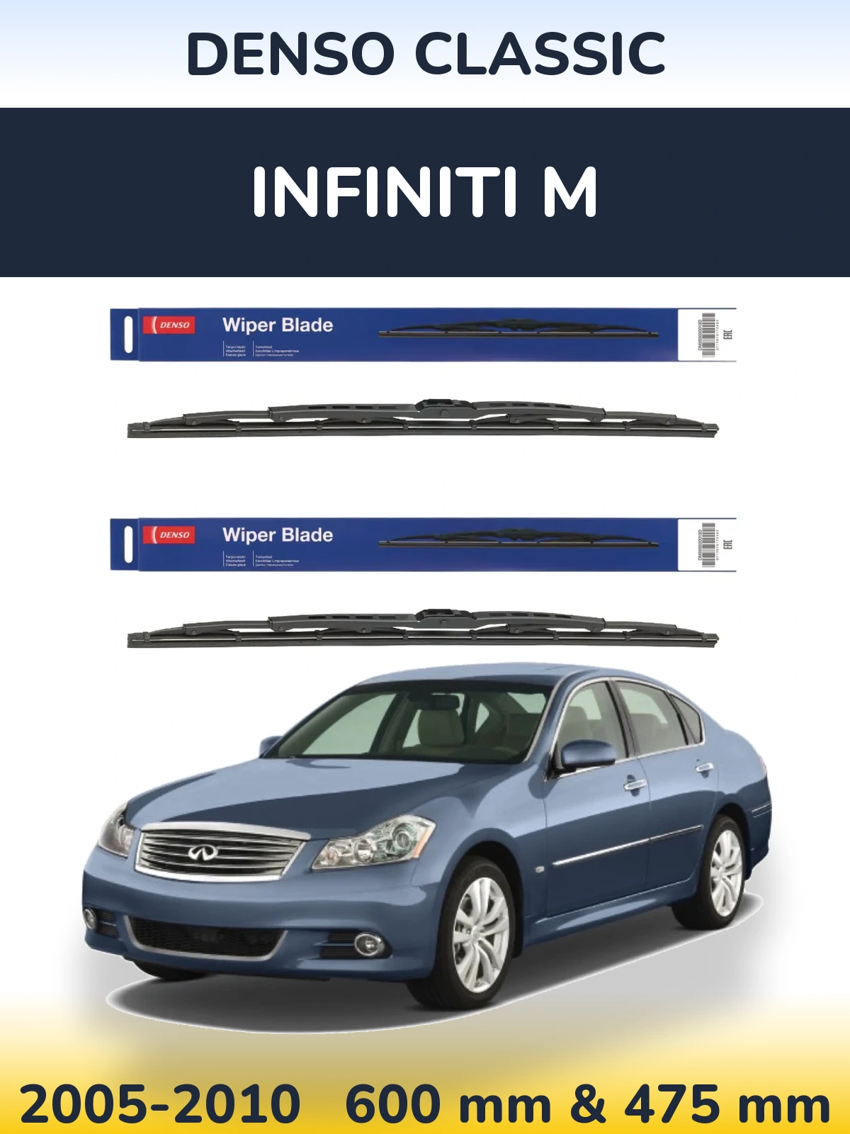 Sada předních stěračů Denso Classic 600 a 475 mm pro Infiniti M 2005-2010
