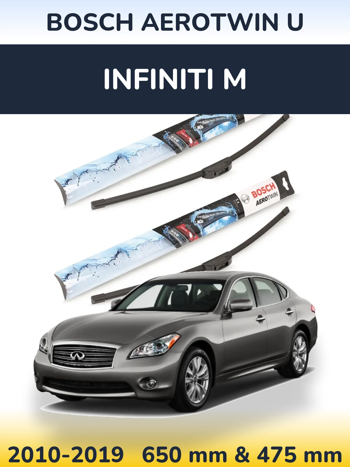 Sada předních stěračů BOSCH AeroTwin U 650 a 475 mm pro Infiniti M 2010-2019