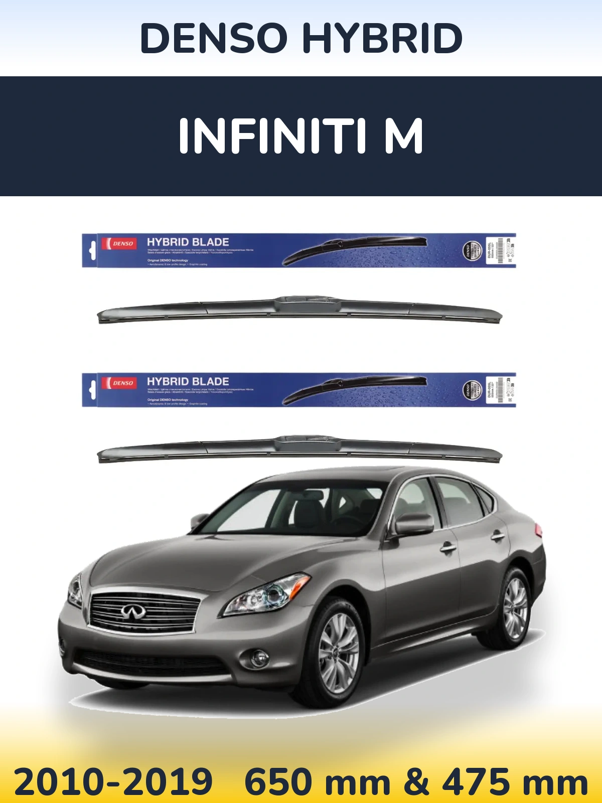 Sada předních stěračů Denso Hybrid 650 a 475 mm pro Infiniti M 2010-2019