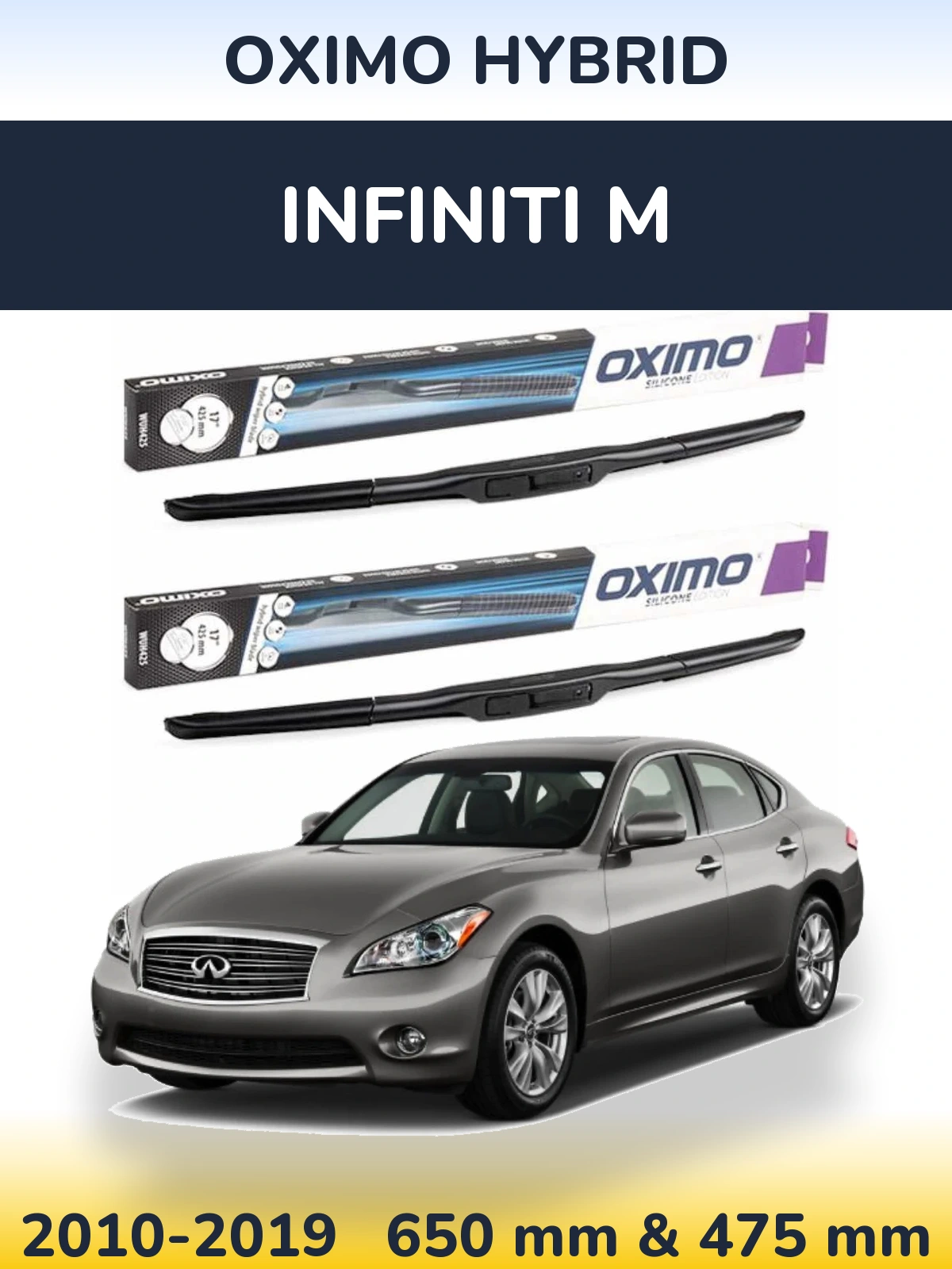 Sada předních stěračů Oximo Hybrid 650 a 475 mm pro Infiniti M 2010-2019