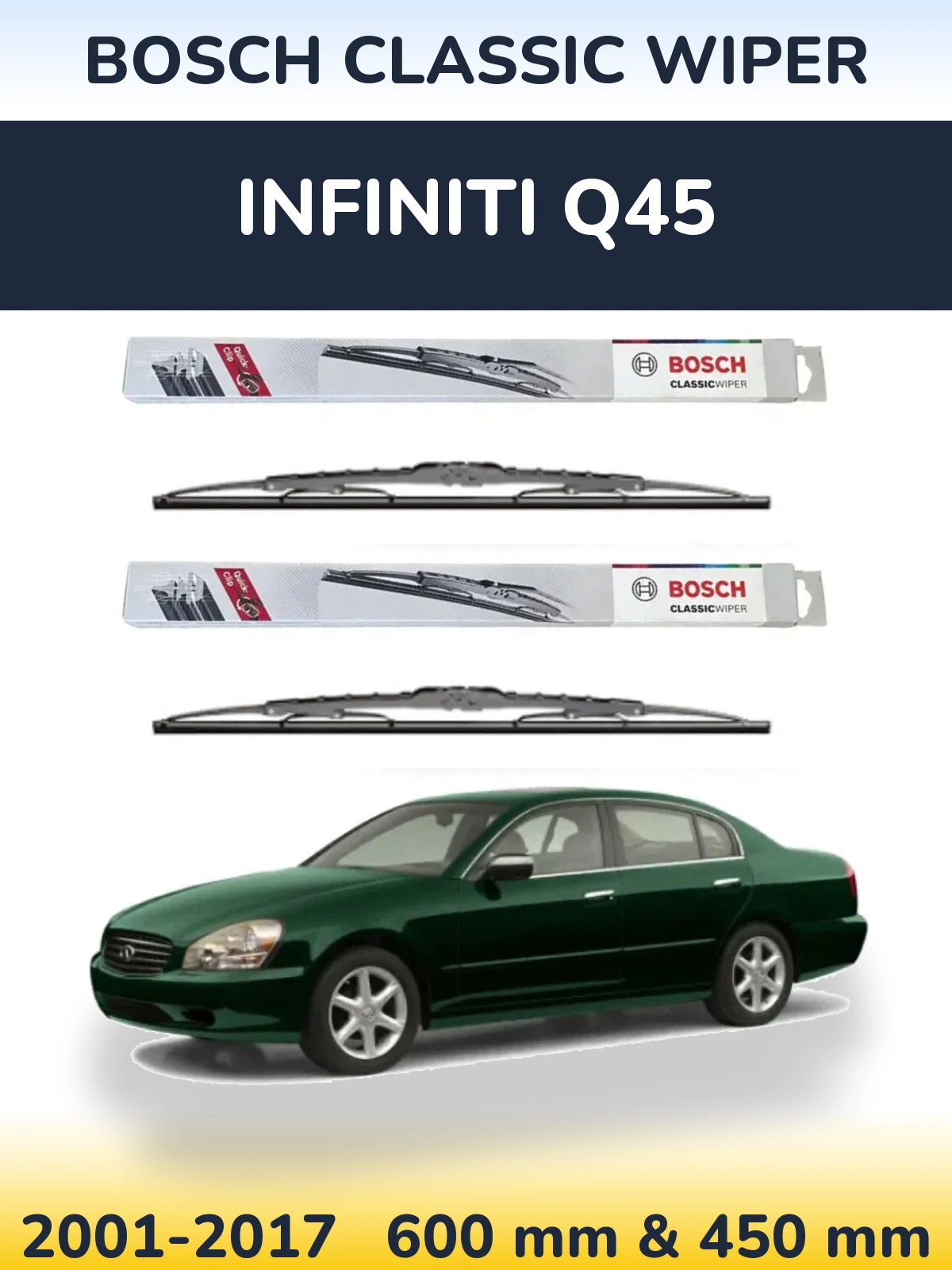 Sada předních stěračů BOSCH Classic Wiper 600 a 450 mm pro Infiniti Q45 2001-2017