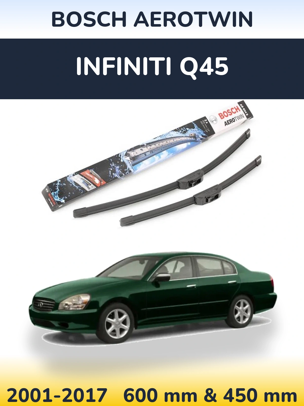 Комплект передніх щіток BOSCH AeroTwin 600 & 450 мм для Infiniti Q45 2001-2017