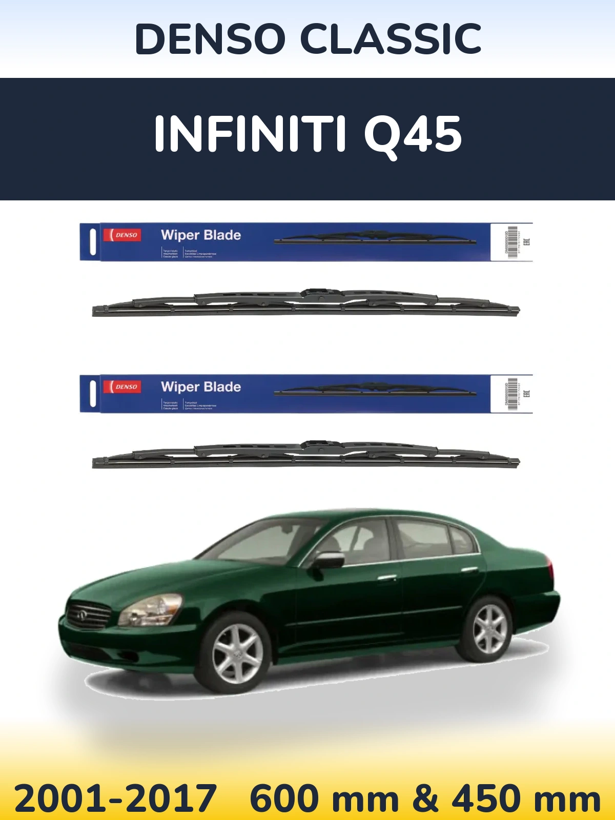 Sada předních stěračů Denso Classic 600 a 450 mm pro Infiniti Q45 2001-2017