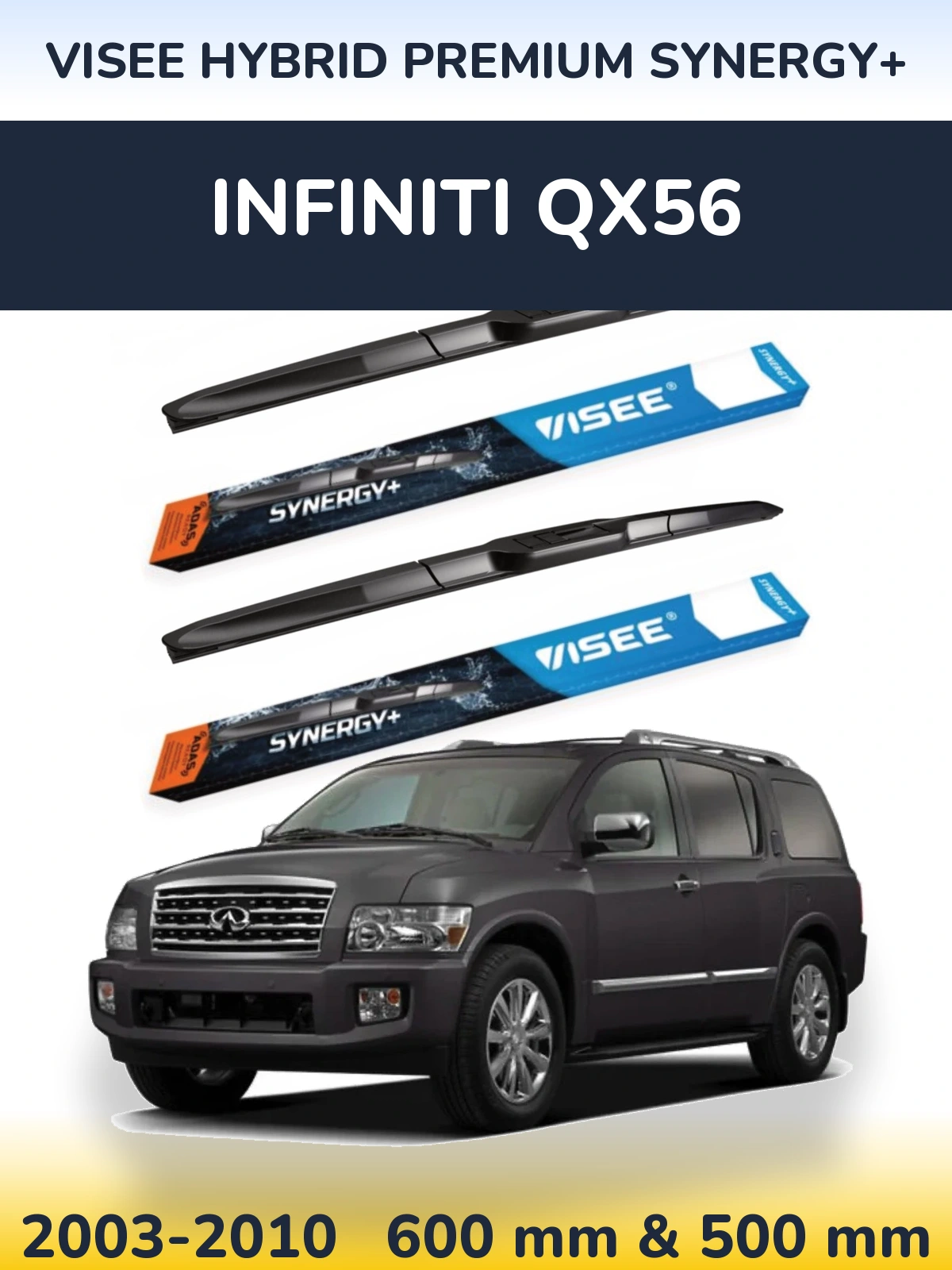 Sada předních stěračů VISEE HYBRID PREMIUM SYNERGY+ 600 a 500 mm pro Infiniti QX56 2003-2010