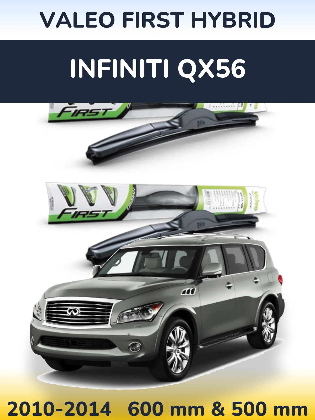Sada předních stěračů Valeo First Hybrid 600 a 500 mm pro Infiniti QX56 2010-2014