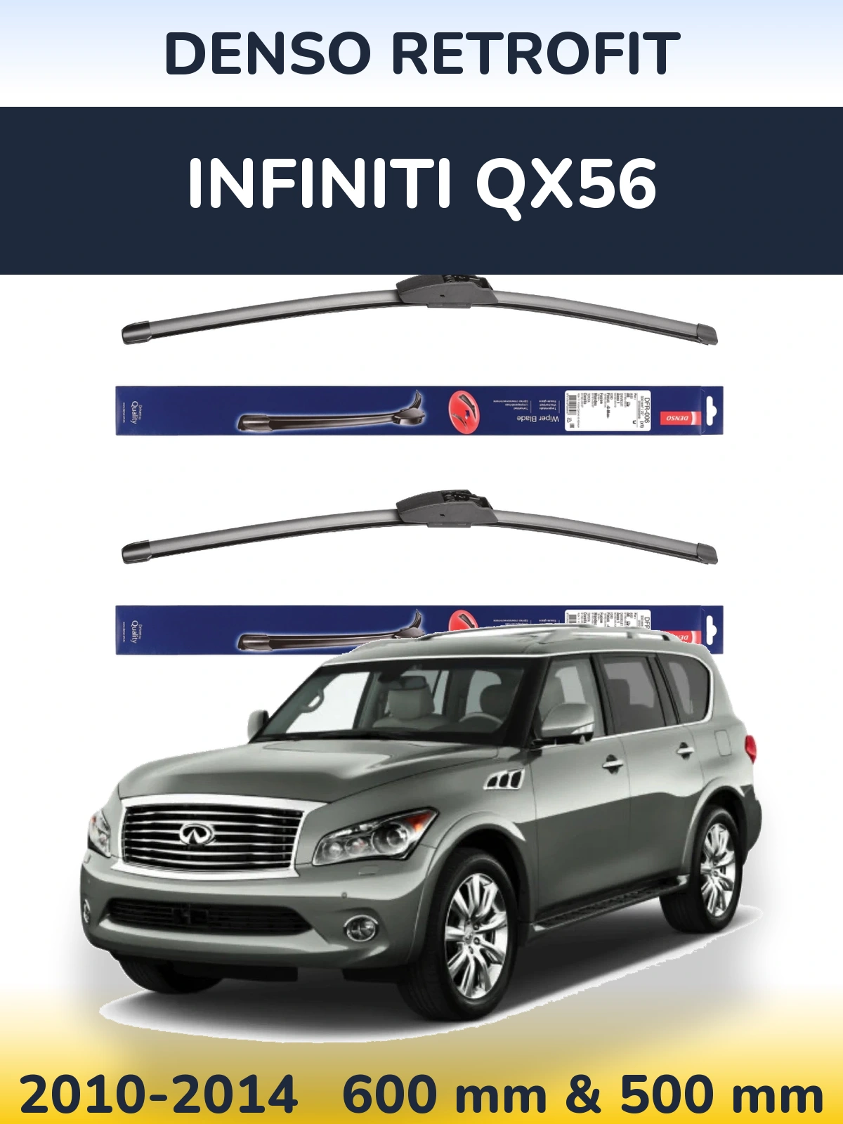 Sada předních stěračů Denso Retrofit 600 a 500 mm pro Infiniti QX56 2010-2014