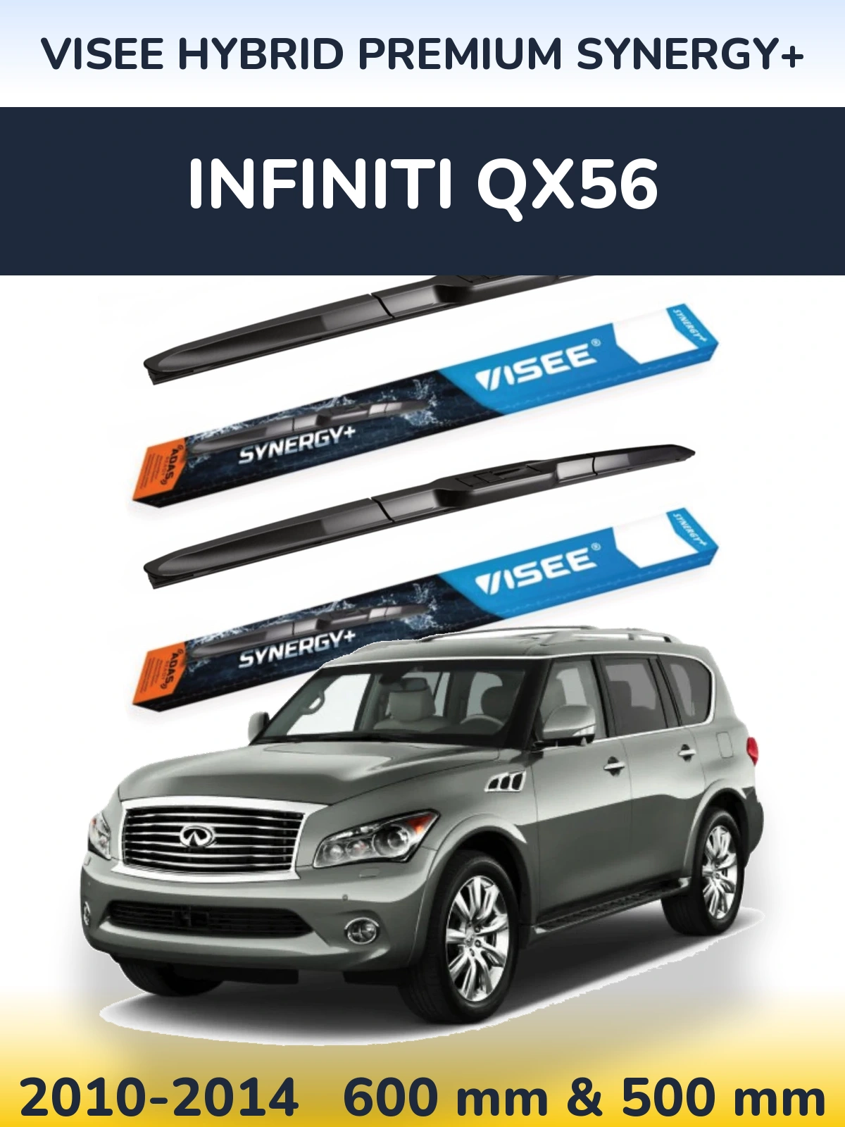 Sada předních stěračů VISEE HYBRID PREMIUM SYNERGY+ 600 a 500 mm pro Infiniti QX56 2010-2014