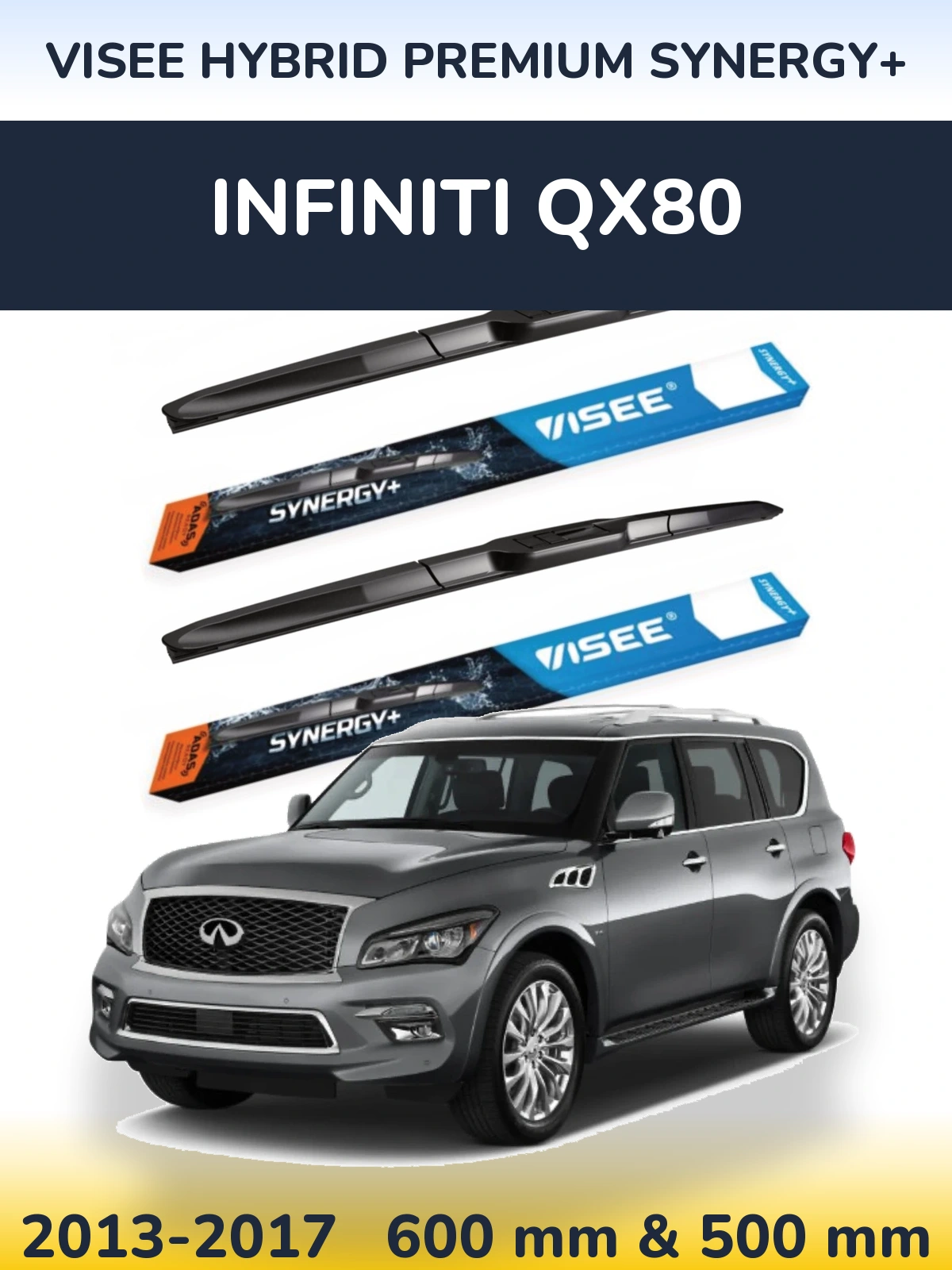 Sada předních stěračů VISEE HYBRID PREMIUM SYNERGY+ 600 a 500 mm pro Infiniti QX80 2013-2017