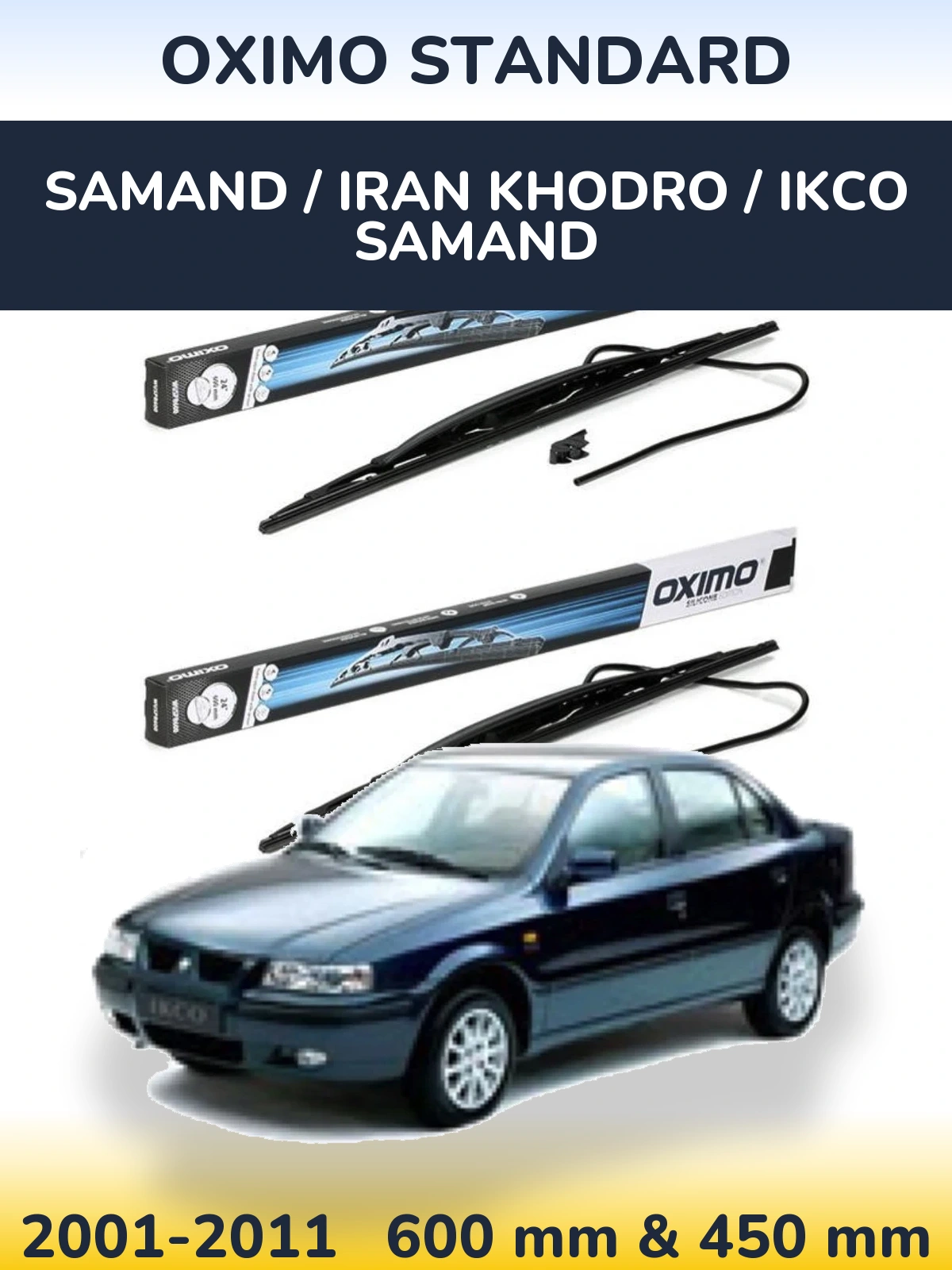 Sada předních stěračů Oximo Standard 600 a 450 mm pro Samand / Iran Khodro / IKCO Samand 2001-2011