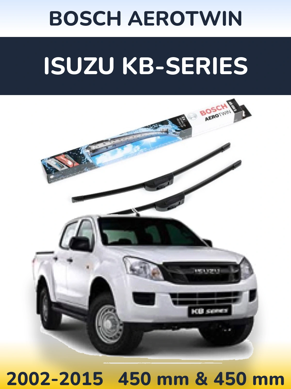 Sada předních stěračů BOSCH AeroTwin 450 a 450 mm pro Isuzu KB-Series 2002-2015