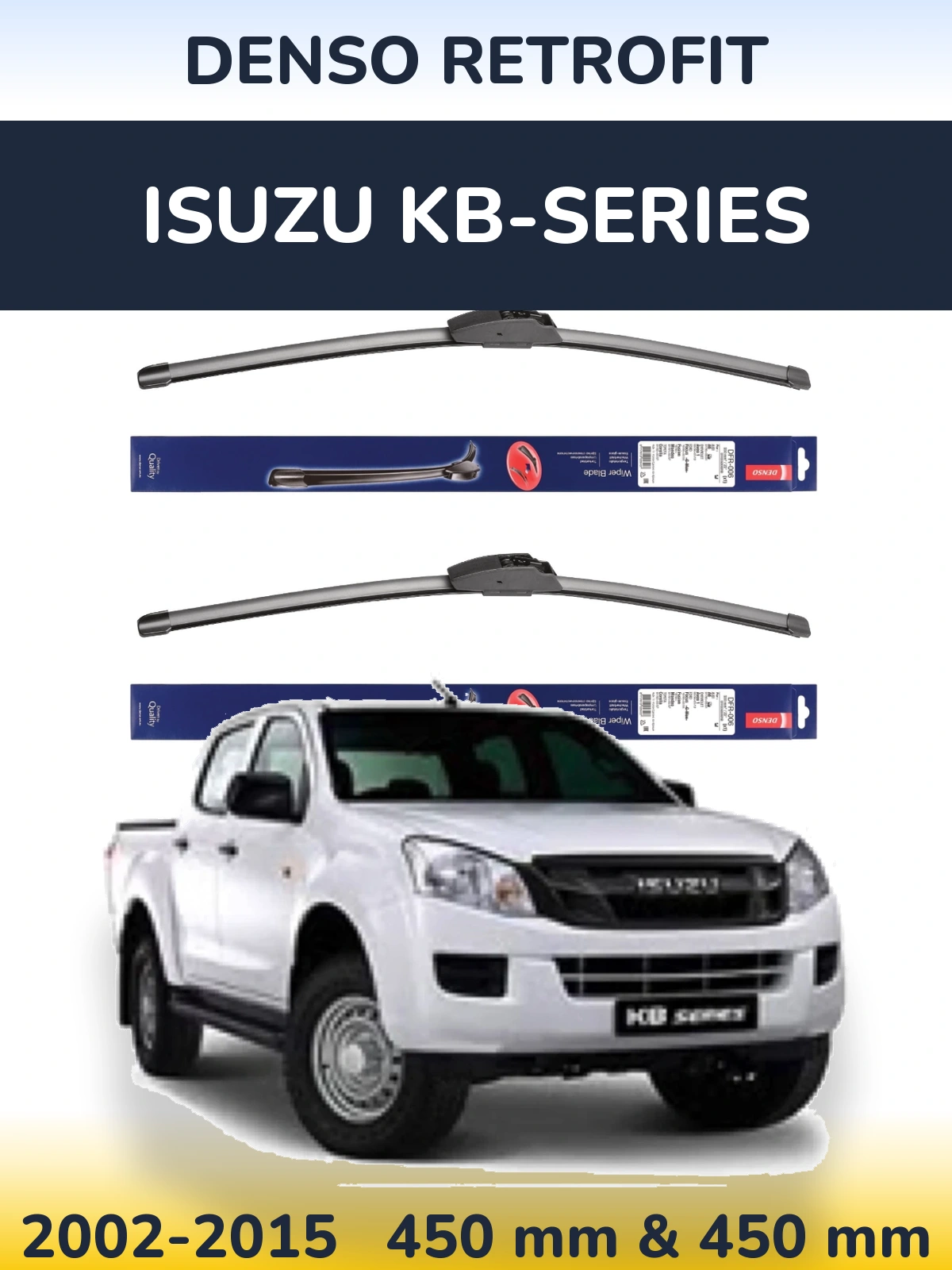 Sada předních stěračů Denso Retrofit 450 a 450 mm pro Isuzu KB-Series 2002-2015