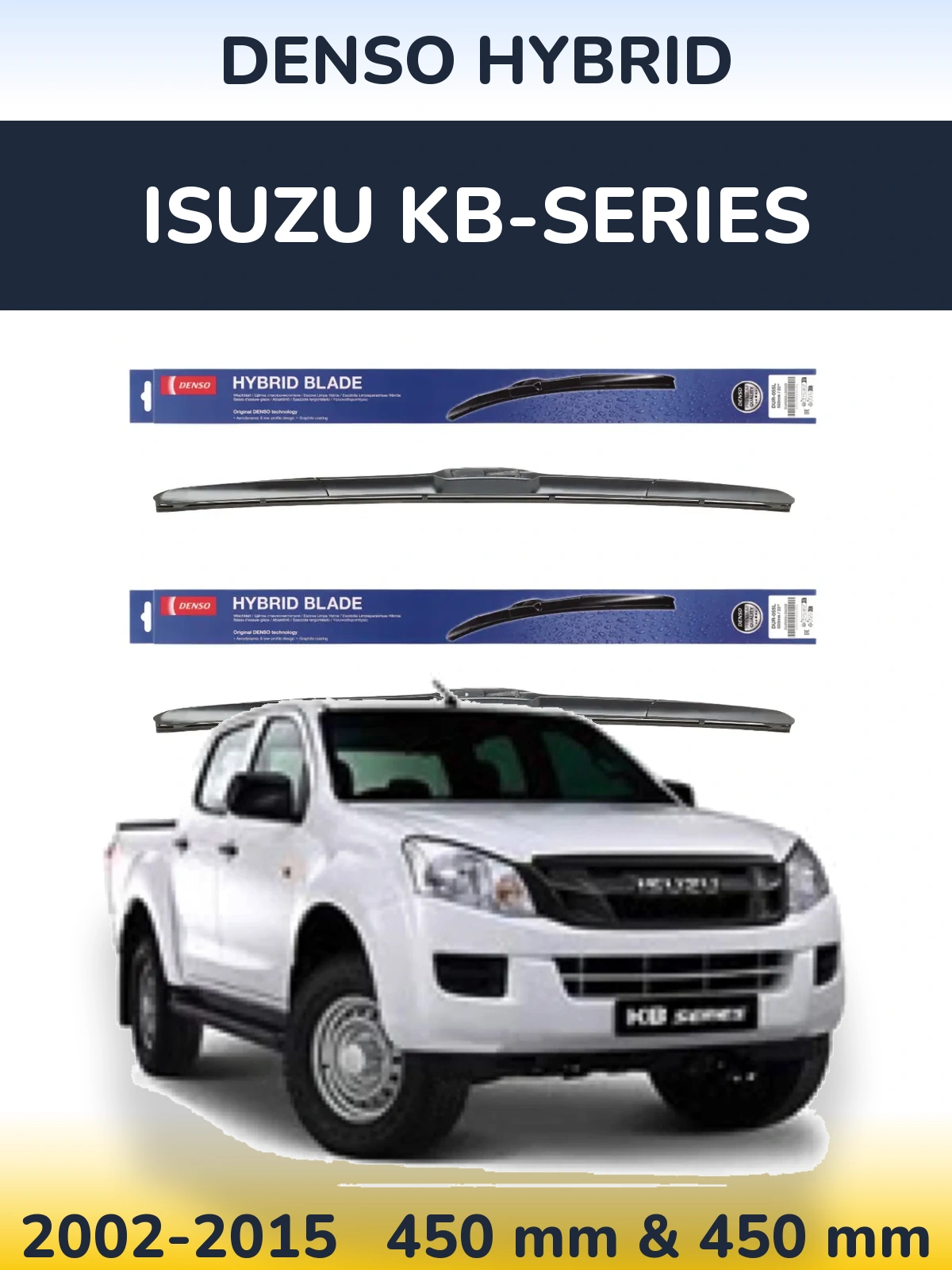 Sada předních stěračů Denso Hybrid 450 a 450 mm pro Isuzu KB-Series 2002-2015