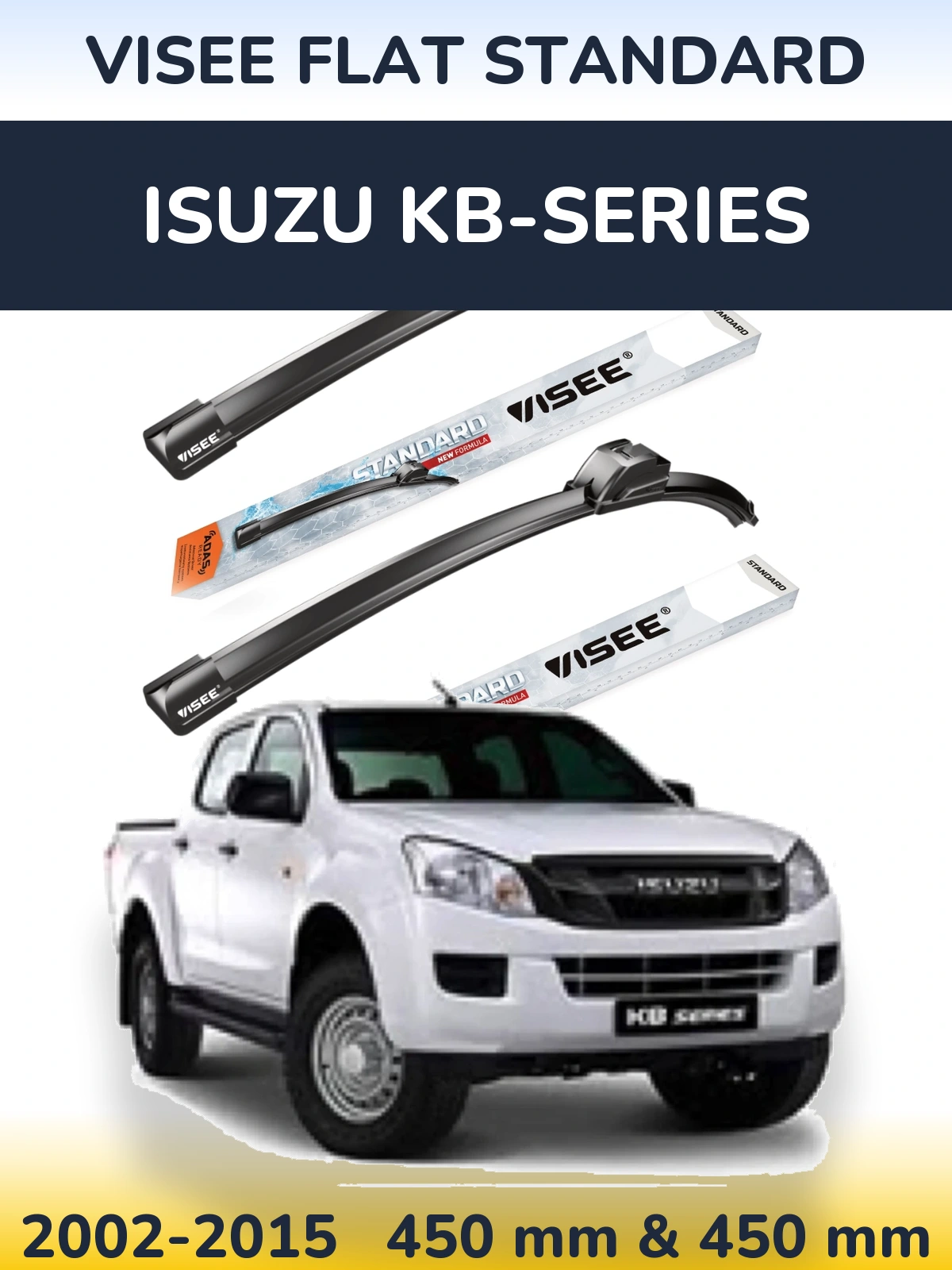 Sada předních stěračů VISEE FLAT STANDARD 450 a 450 mm pro Isuzu KB-Series 2002-2015