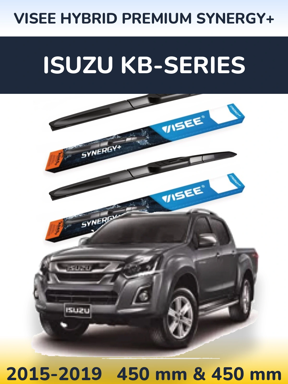 Комплект передніх щіток VISEE HYBRID PREMIUM SYNERGY+ 450 & 450 мм для Isuzu KB-Series 2015-2019