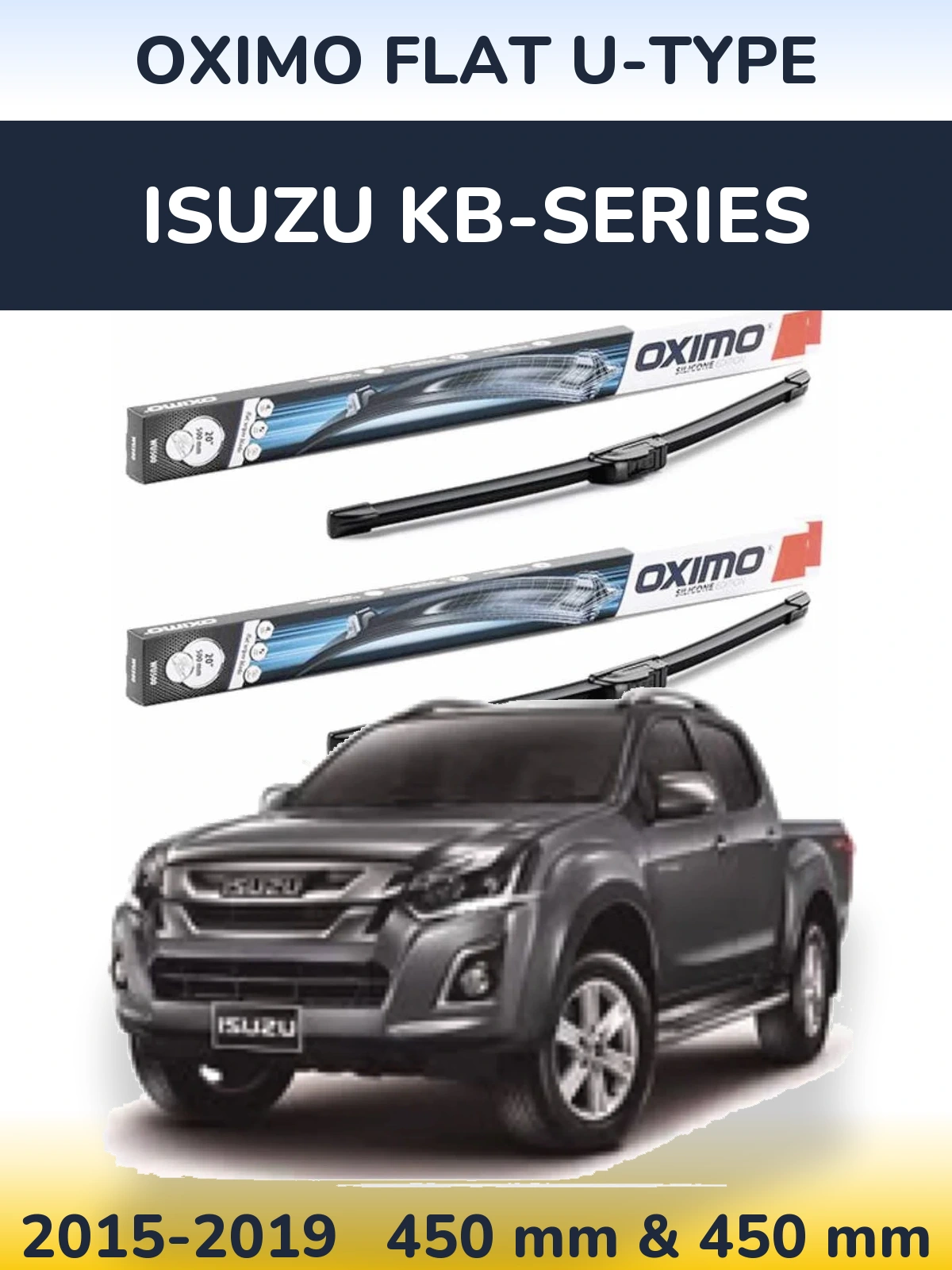 Sada předních stěračů Oximo Flat U-type 450 a 450 mm pro Isuzu KB-Series 2015-2019