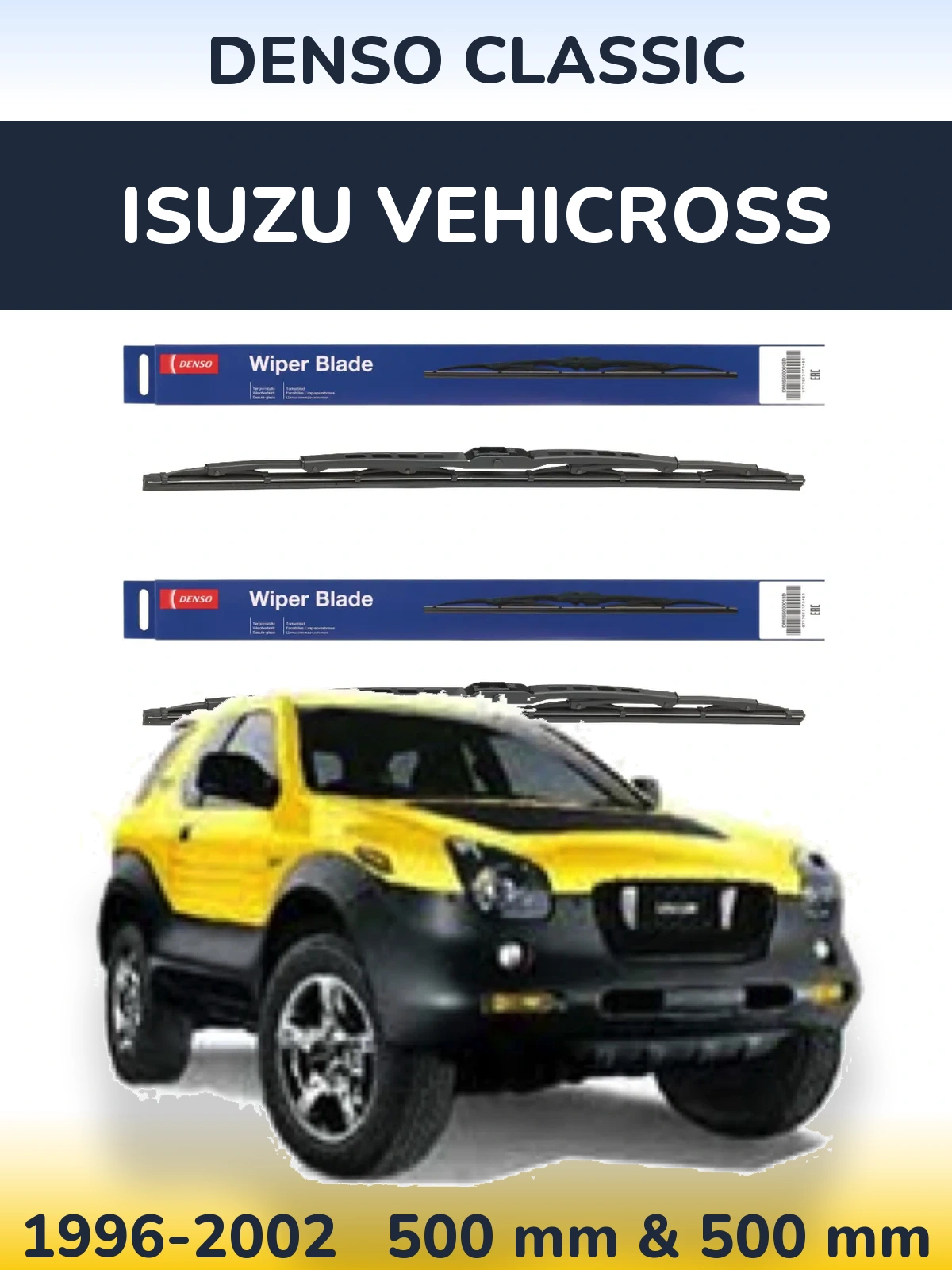 Sada předních stěračů Denso Classic 500 a 500 mm pro Isuzu Vehicross 1996-2002