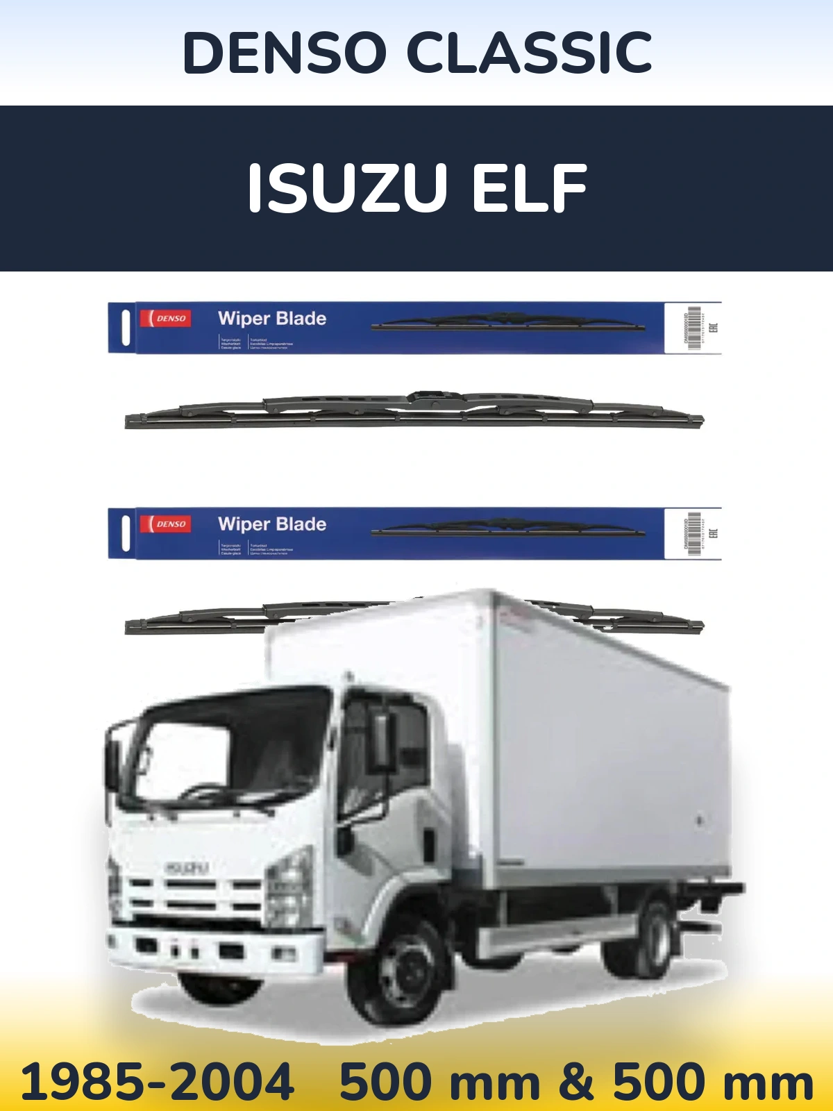 Sada předních stěračů Denso Classic 500 a 500 mm pro Isuzu ELF 1985-2004