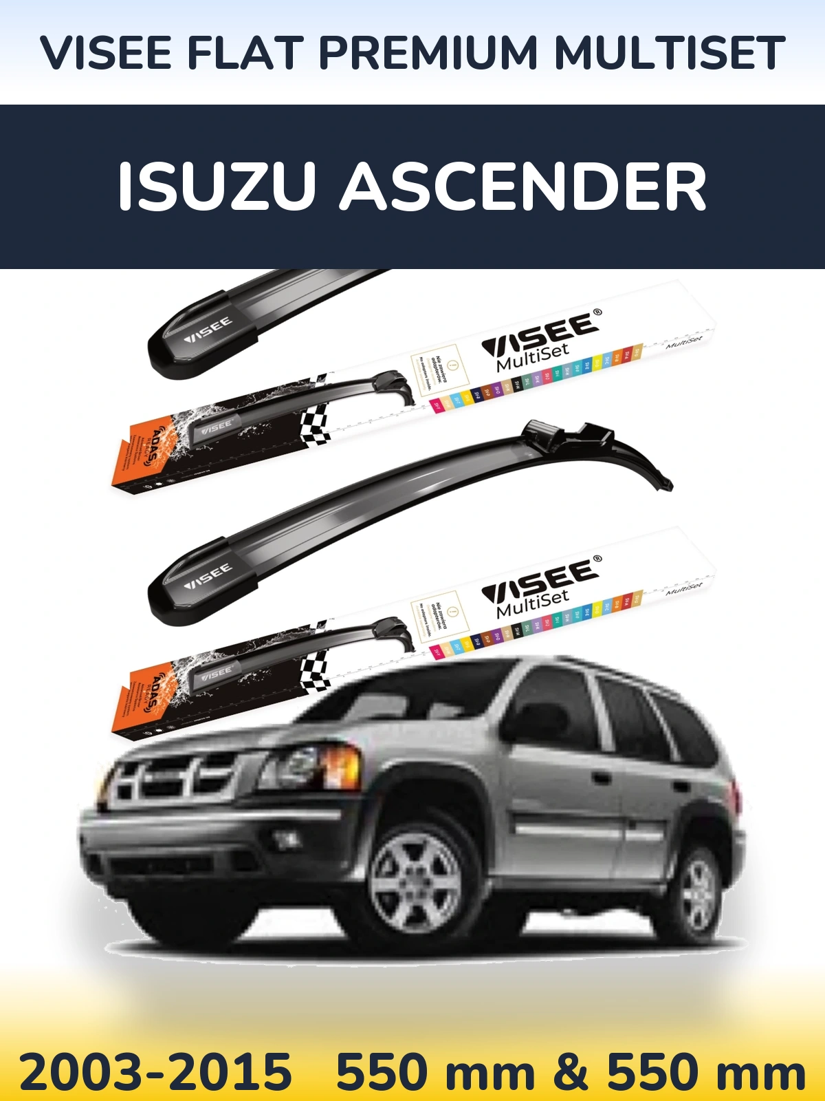 Sada předních stěračů VISEE FLAT PREMIUM MultiSet 550 a 550 mm pro Isuzu Ascender 2003-2015