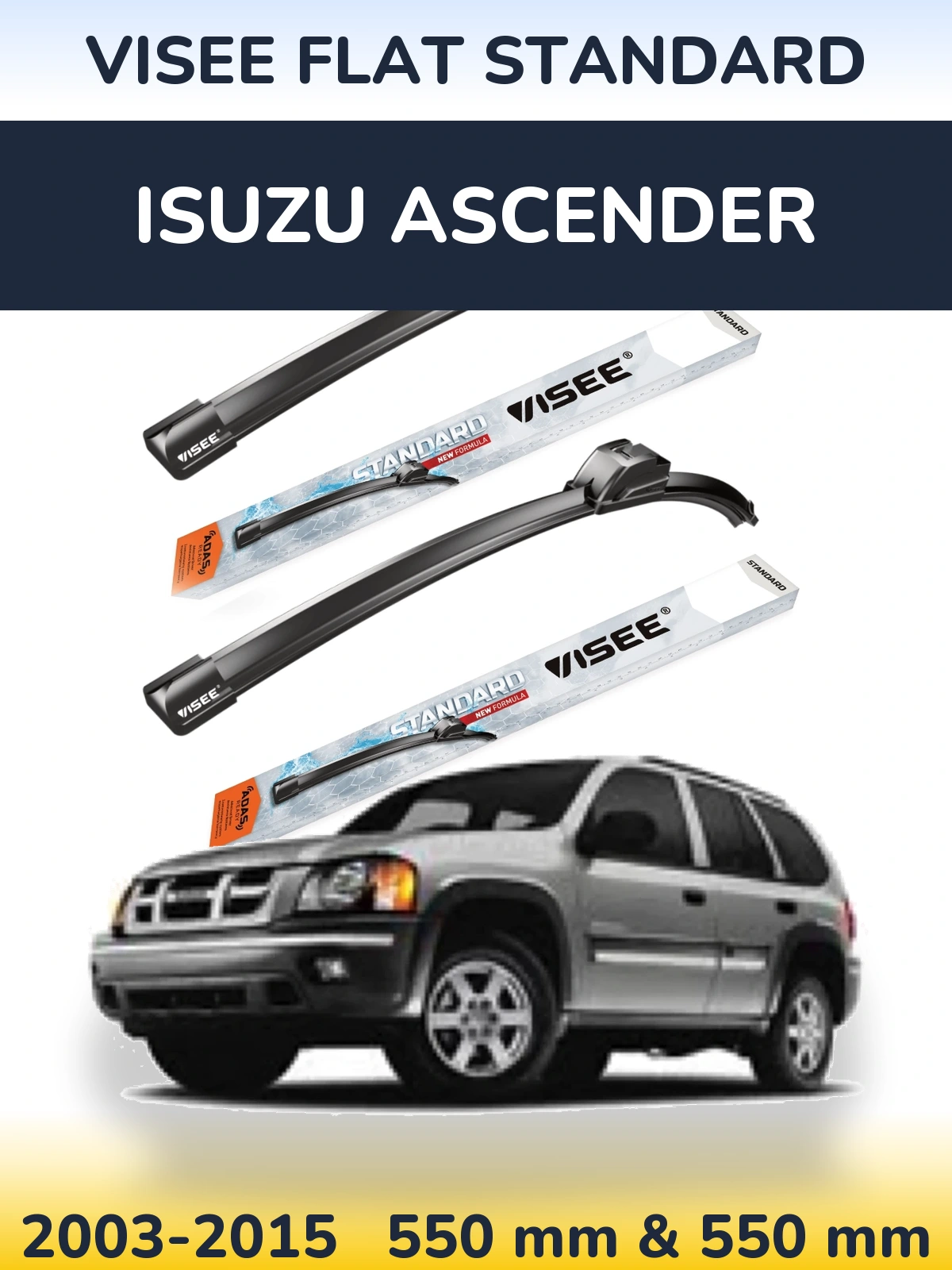 Комплект передніх щіток VISEE FLAT STANDARD 550 & 550 мм для Isuzu Ascender 2003-2015