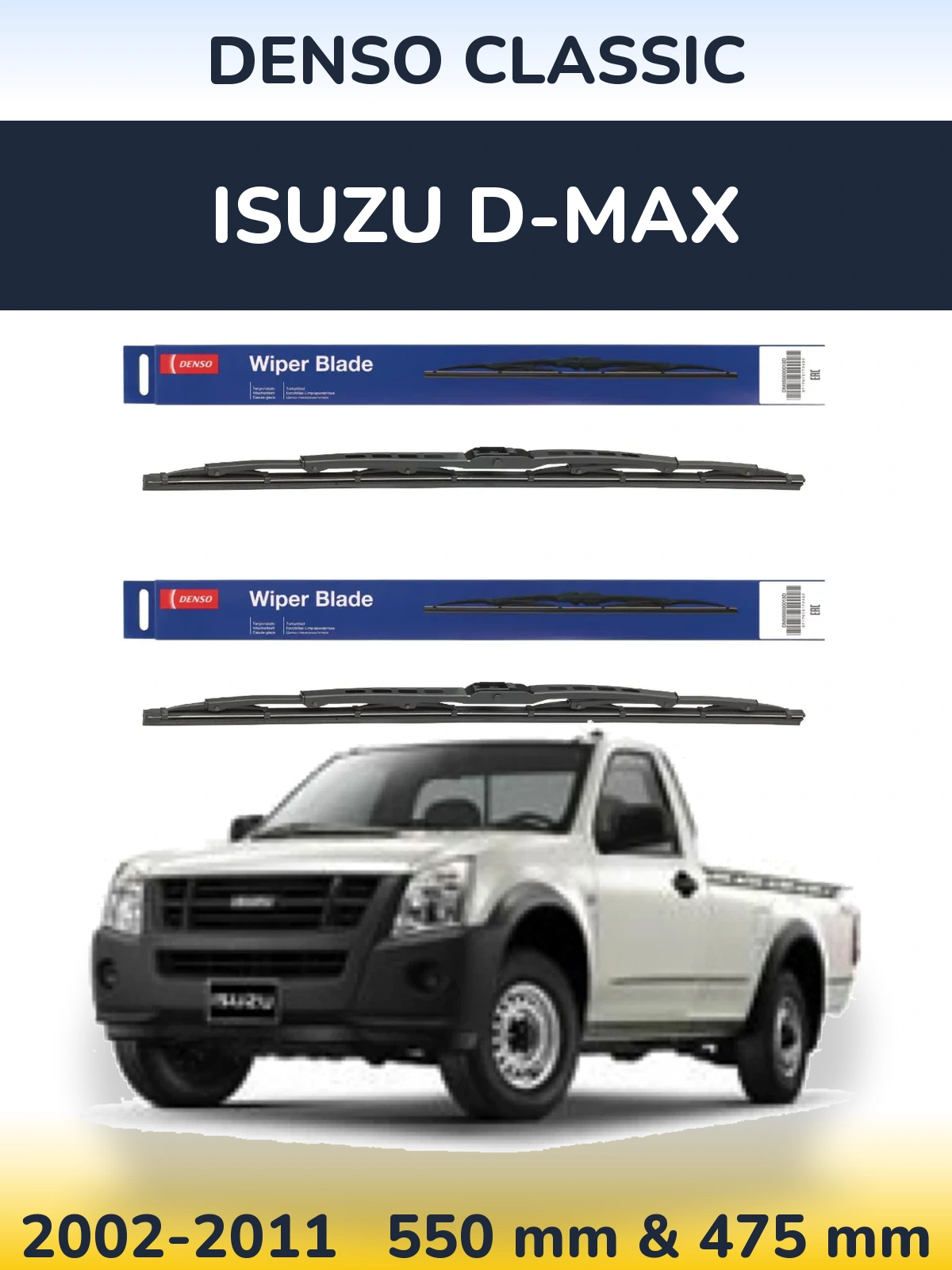 Sada předních stěračů Denso Classic 550 a 475 mm pro Isuzu D-Max 2002-2011